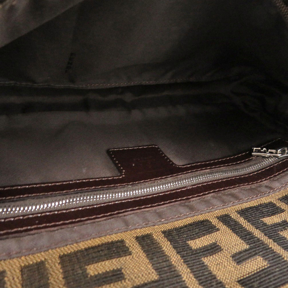 FENDI Shoulder Bag Canvas, Leather Brown One Shoulder Bag Mamma Bucket Zucca Pattern Women Used