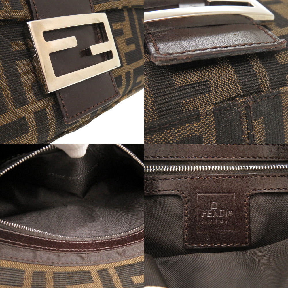 FENDI Shoulder Bag Canvas, Leather Brown One Shoulder Bag Mamma Bucket Zucca Pattern Women Used