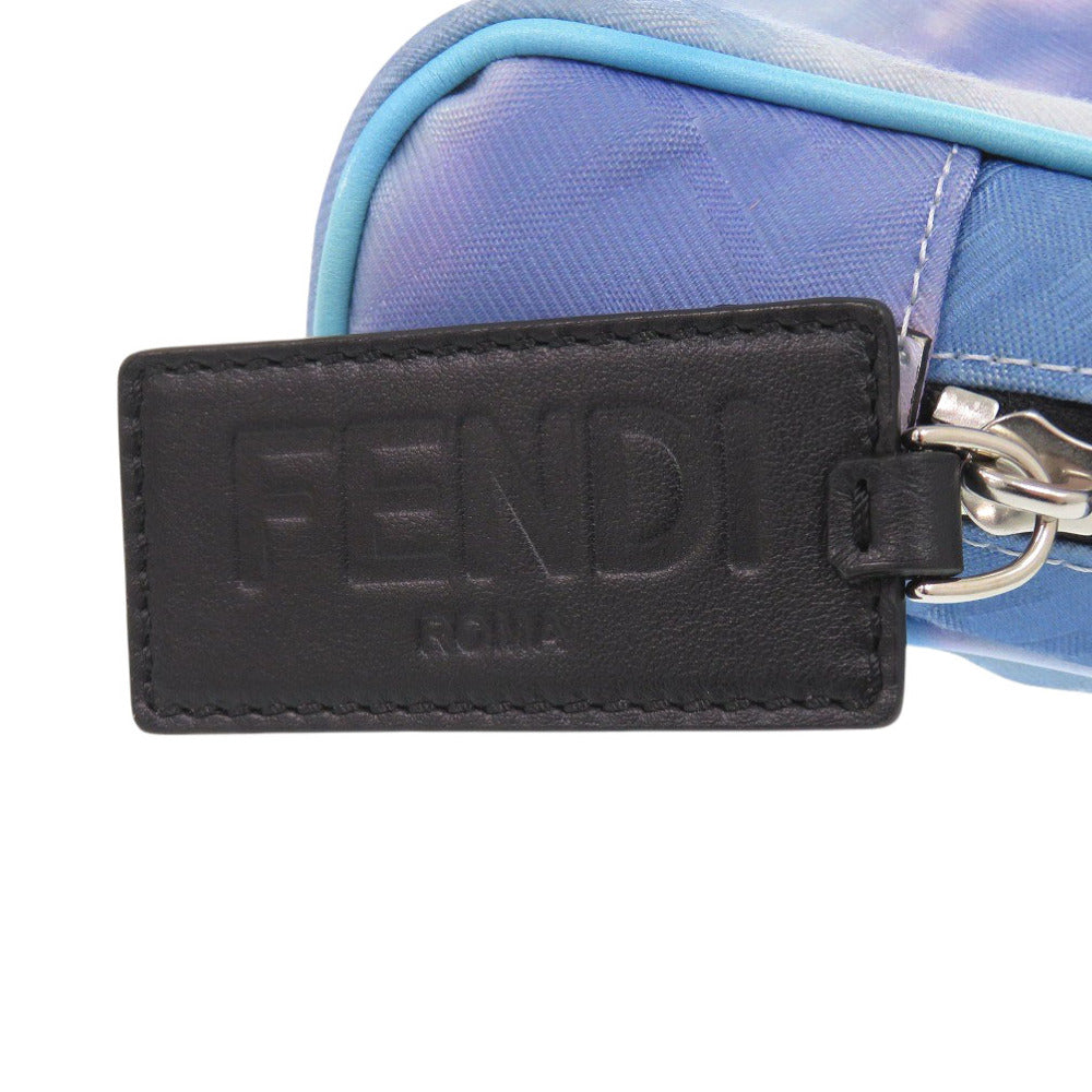 FENDI business bag 7N0116 Fabric , Calfskin Light blue Zucca Pattern Marble FF Logo Pouch unisex(Unisex) Used