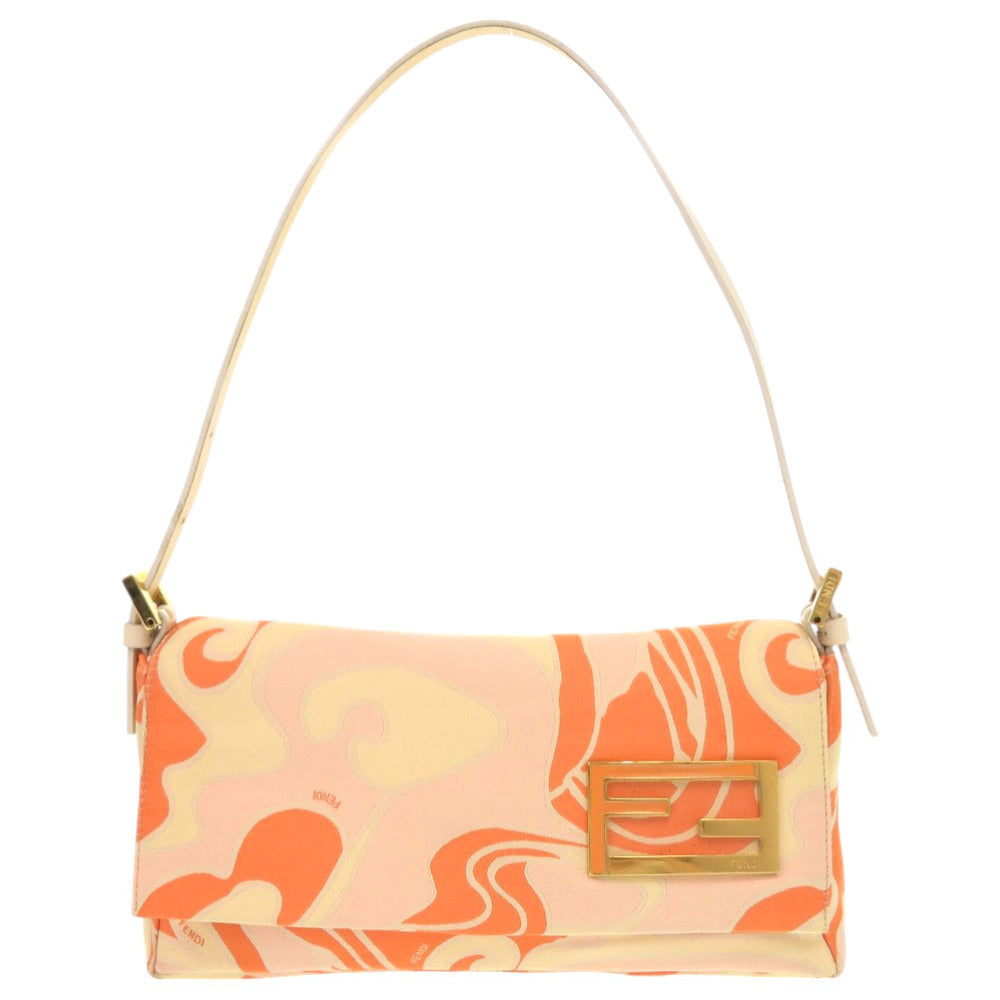 FENDI Shoulder Bag canvas Orange FFMetal