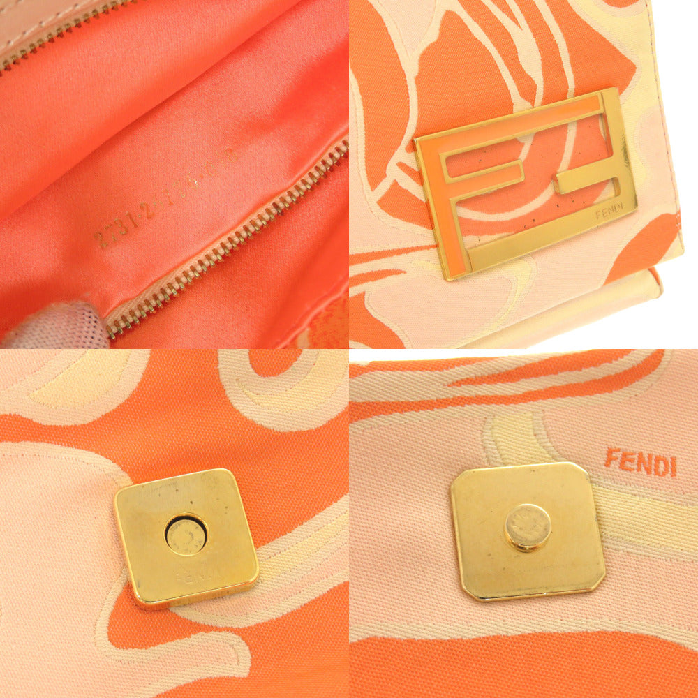 FENDI Shoulder Bag canvas Orange FFMetal