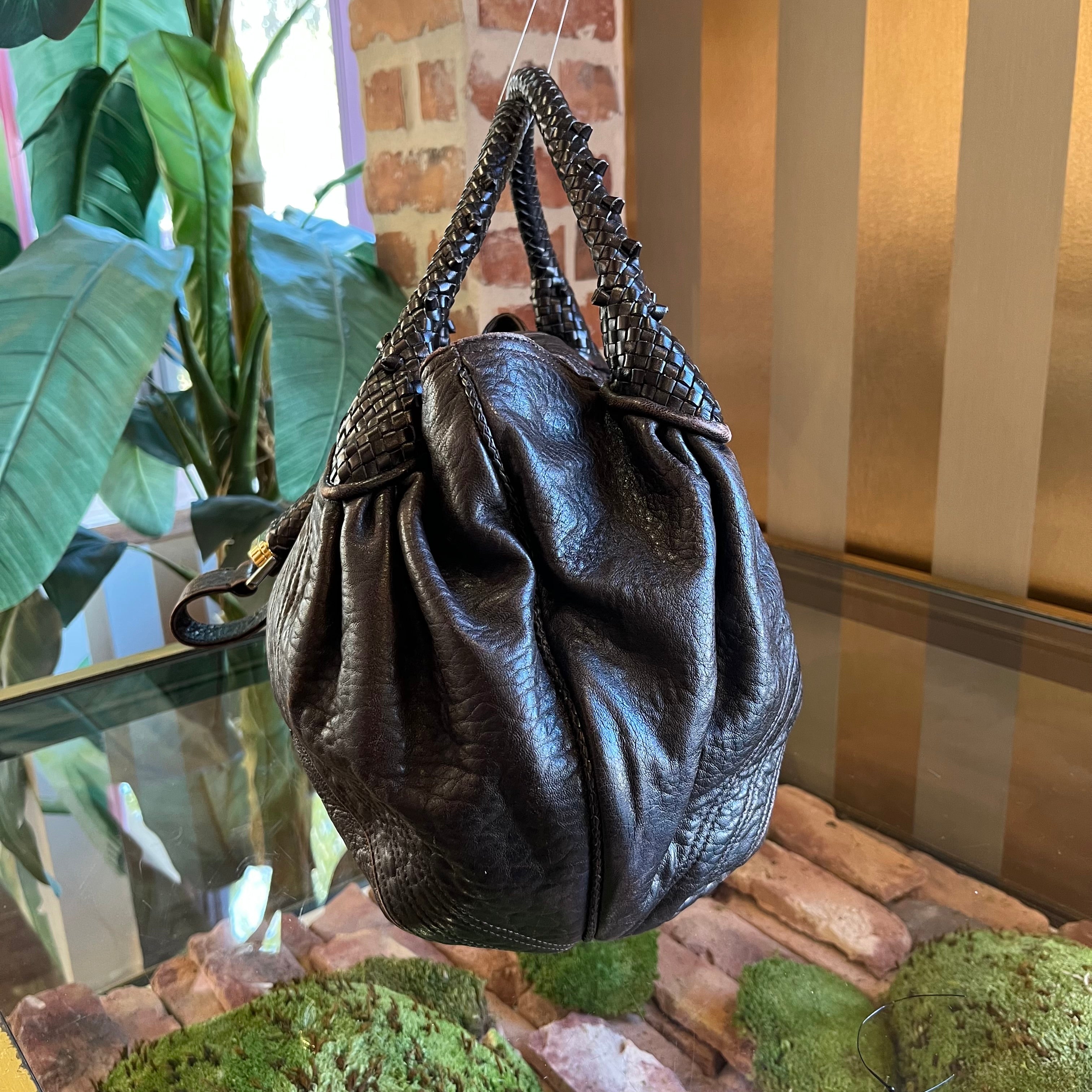 FENDI Spy Brown Leather Shoulder Bag