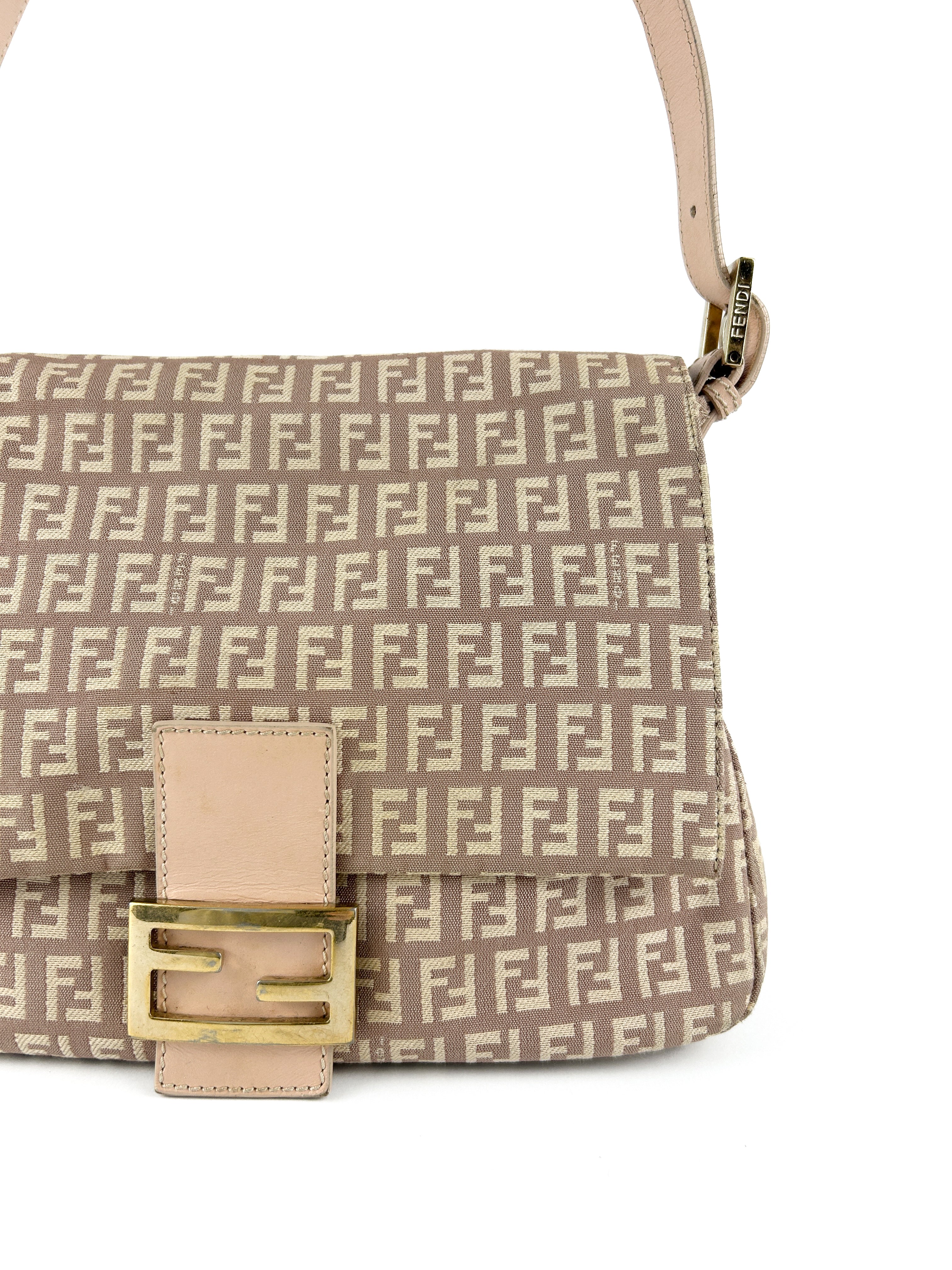 Vintage Fendi Zucca Pink Mamma Baguette Shoulder Bag