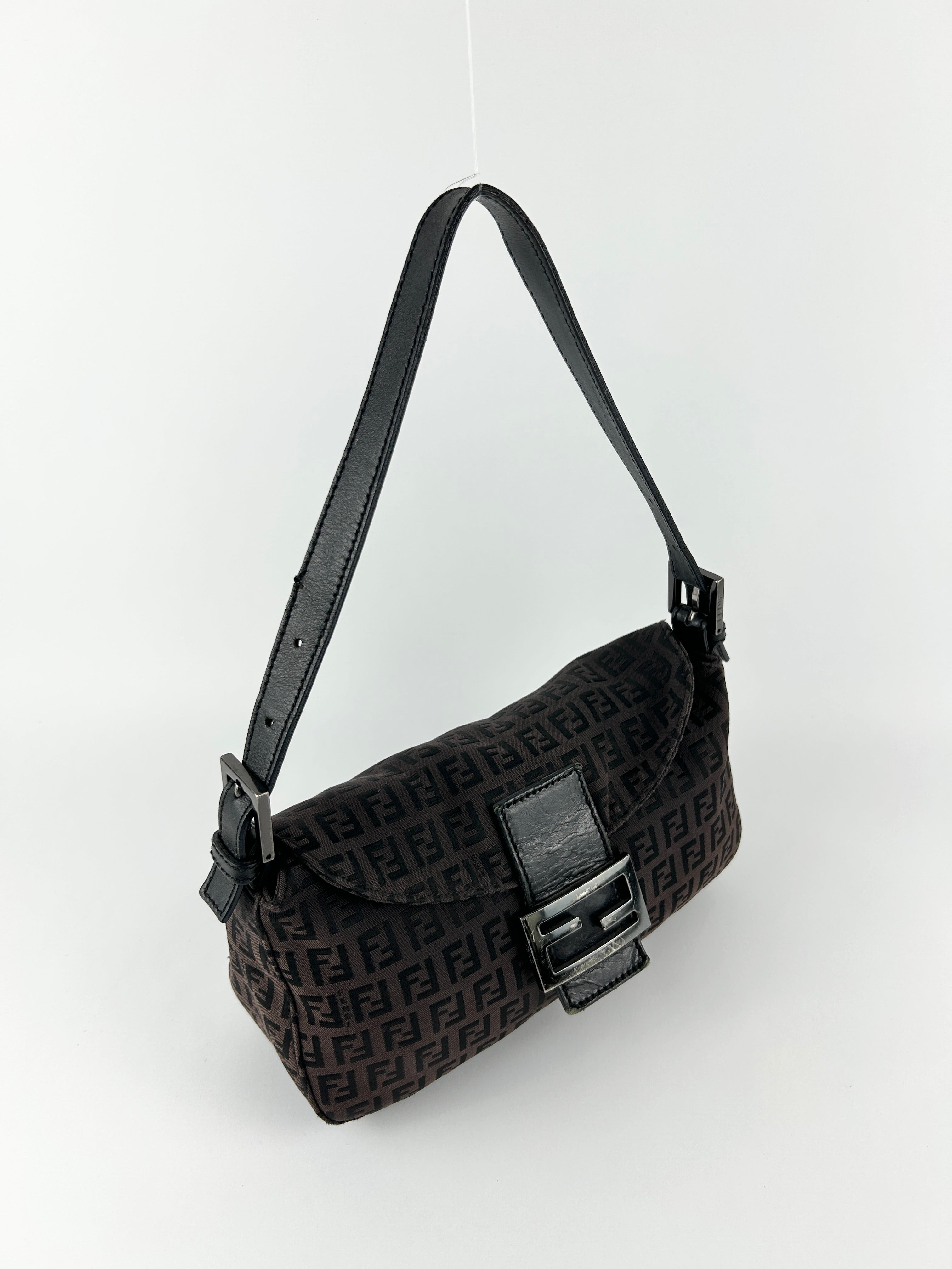 Vintage Fendi Zucca Baguette Shoulder Bag
