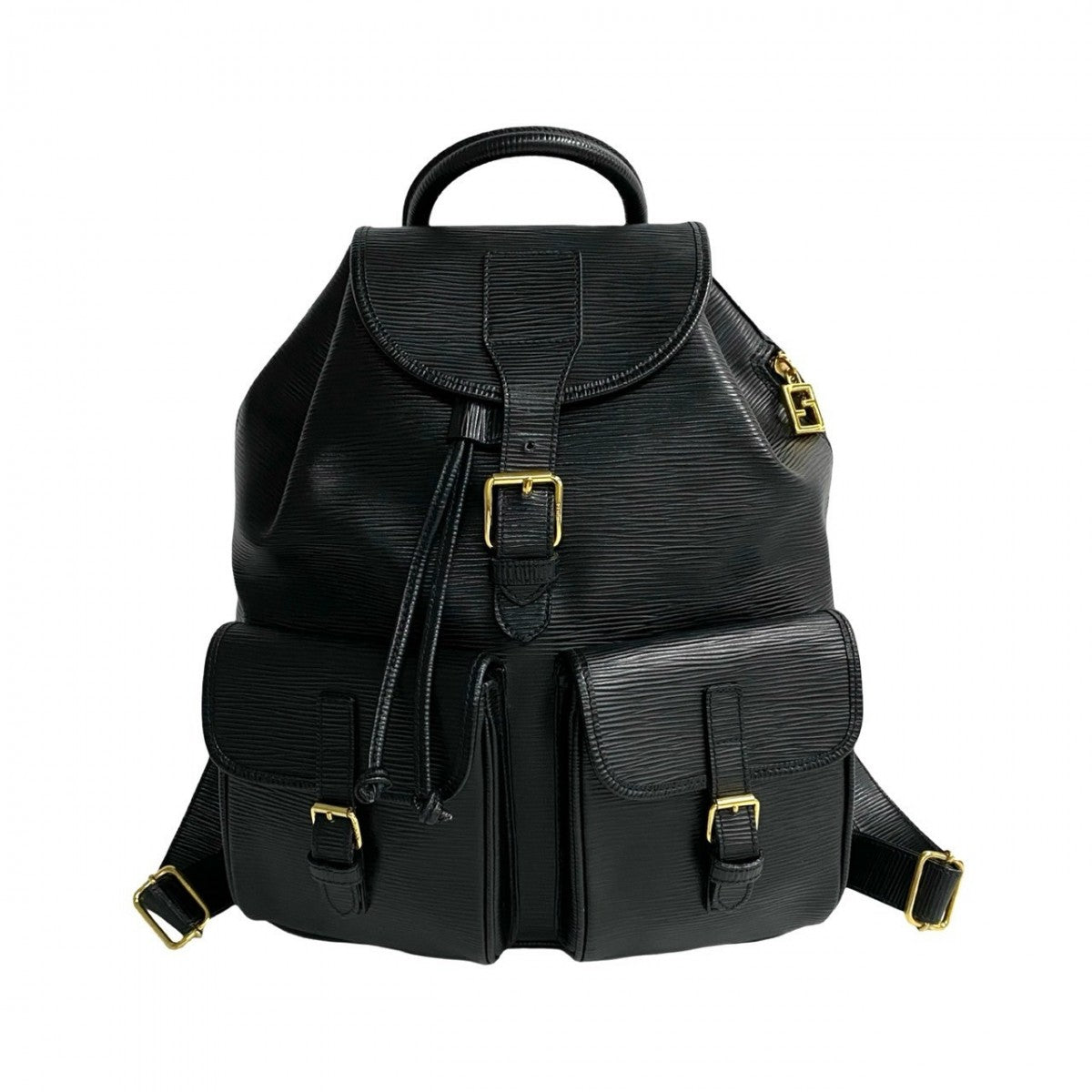 FENDI Backpack Epi Leather black FF logo Metal Women Used