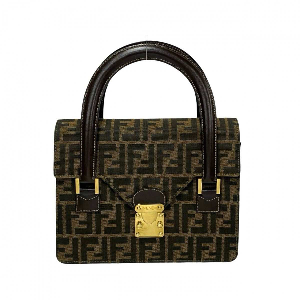 FENDI Handbag Canvas, Leather Brown Zucca FF Pattern Women Used