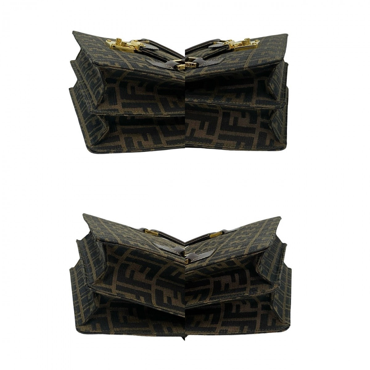 FENDI Handbag Canvas, Leather Brown Zucca FF Pattern Women Used