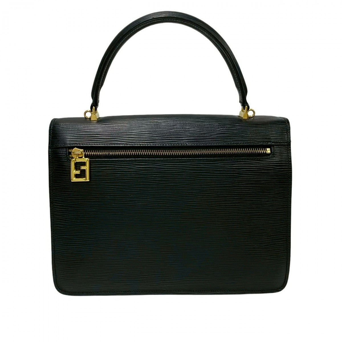 FENDI Shoulder Bag Epi Leather black FF logo Metal Women Used