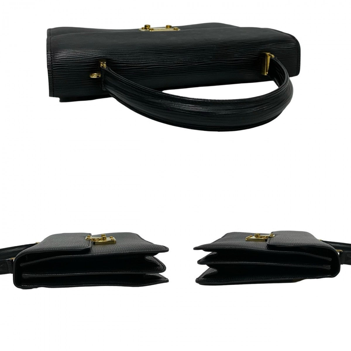 FENDI Shoulder Bag Epi Leather black FF logo Metal Women Used