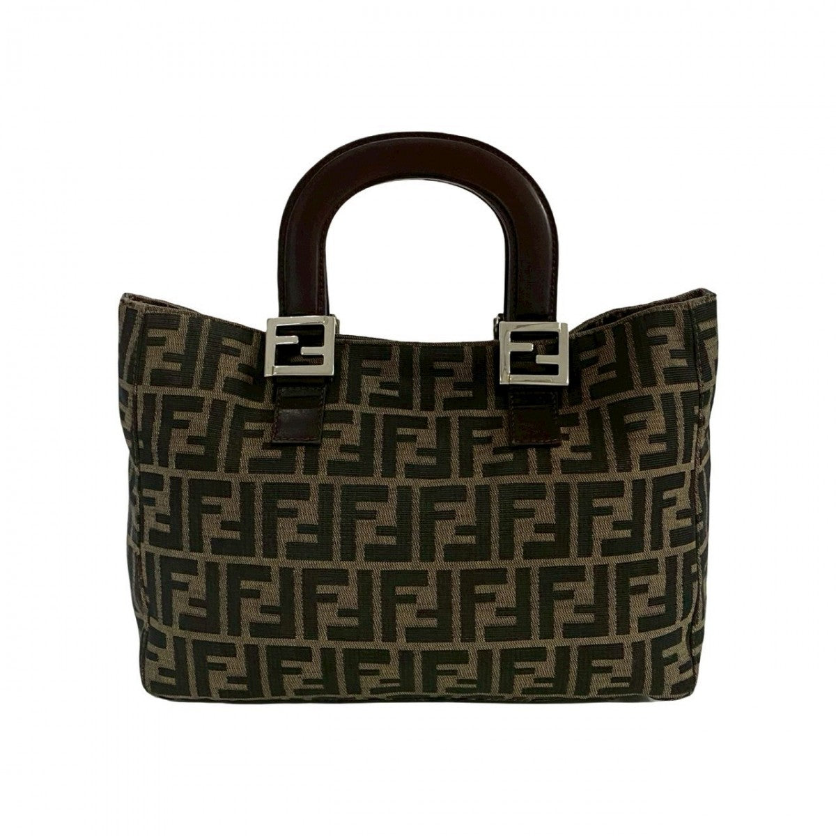 FENDI Handbag Canvas, Leather Brown Zucca FF Pattern Women Used