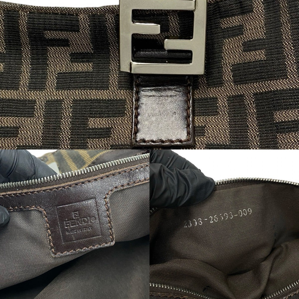 FENDI Handbag Canvas, Leather Brown Zucca FF Pattern Women Used