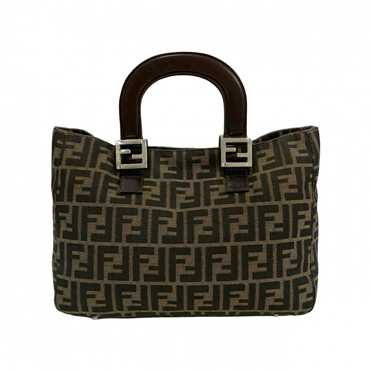 FENDI Handbag Canvas, Leather Brown Zucca FF Pattern Women Used