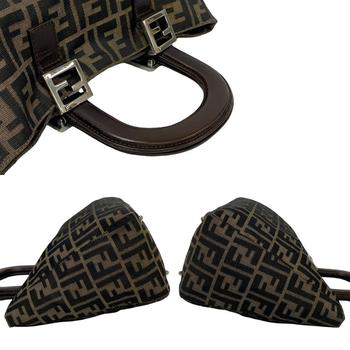 FENDI Handbag Canvas, Leather Brown Zucca FF Pattern Women Used