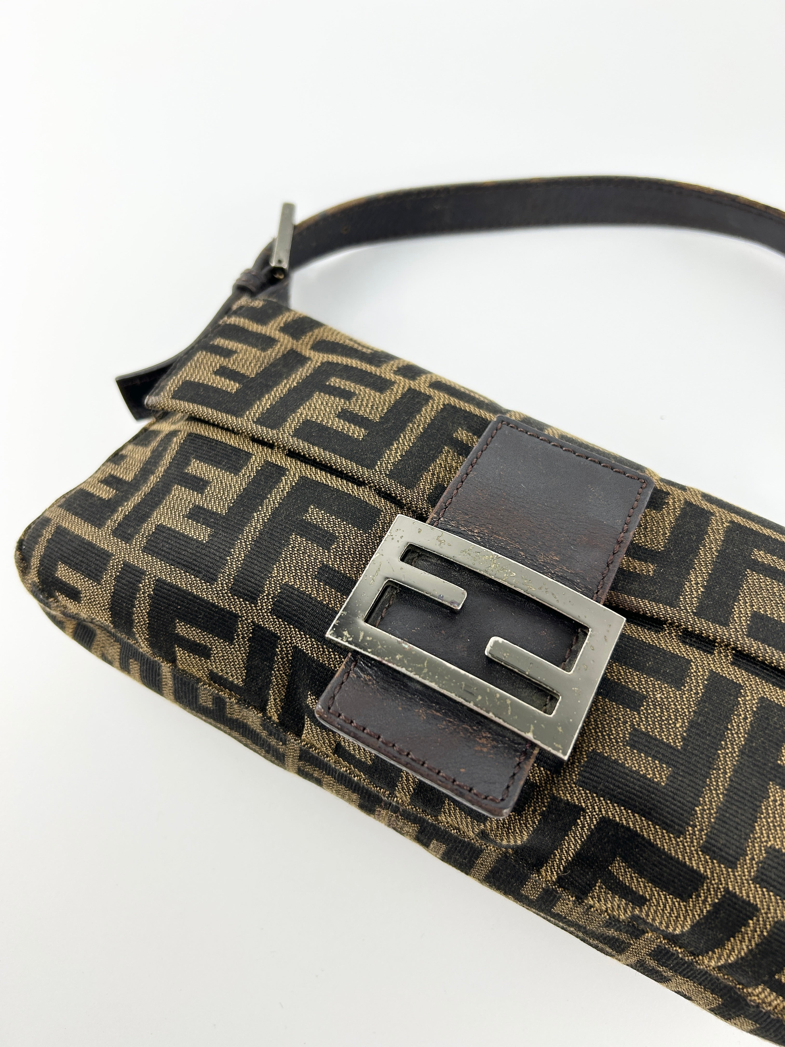 Vintage Fendi Zucca Baguette Shoulder Bag