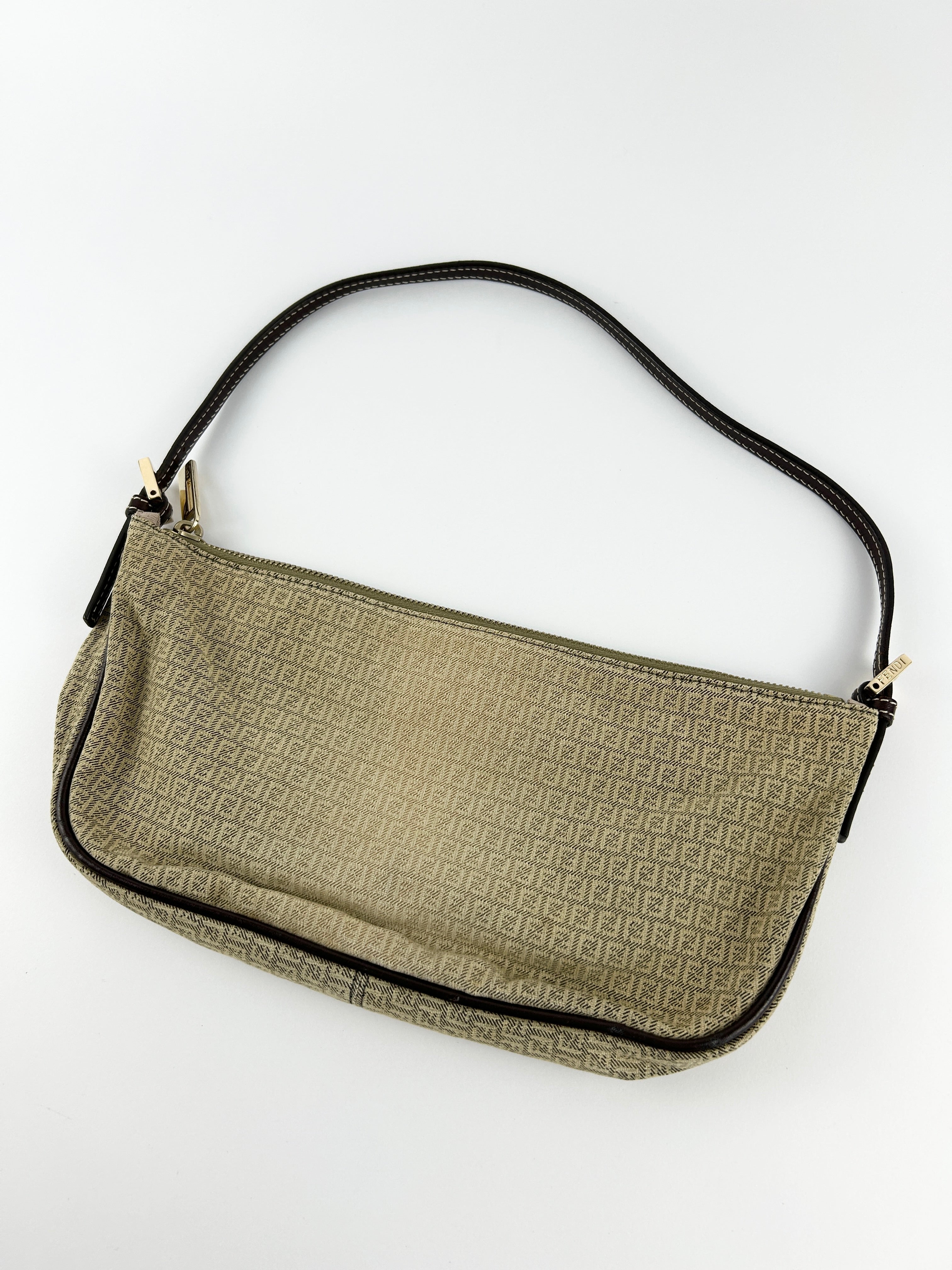 Vintage Fendi Zucca Mini FF Croissant Shoulder Bag