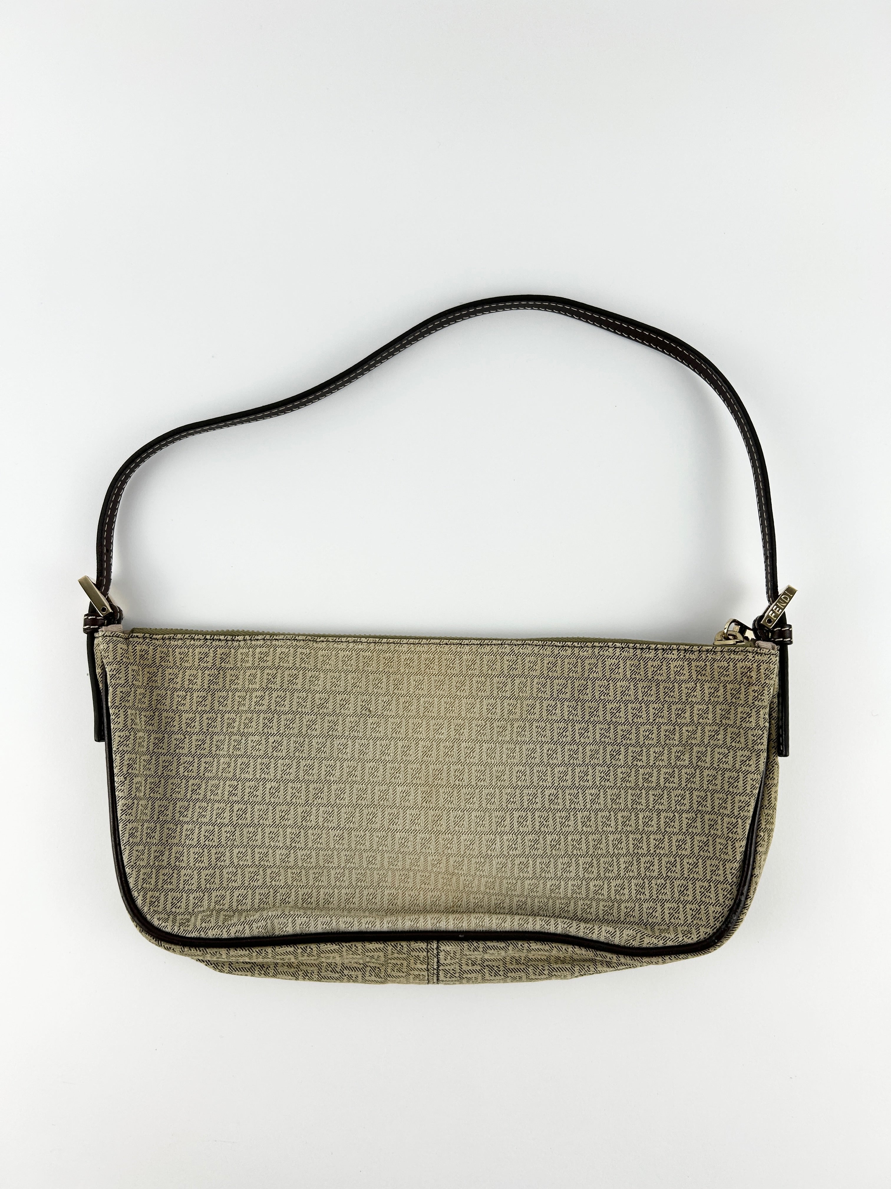 Vintage Fendi Zucca Mini FF Croissant Shoulder Bag