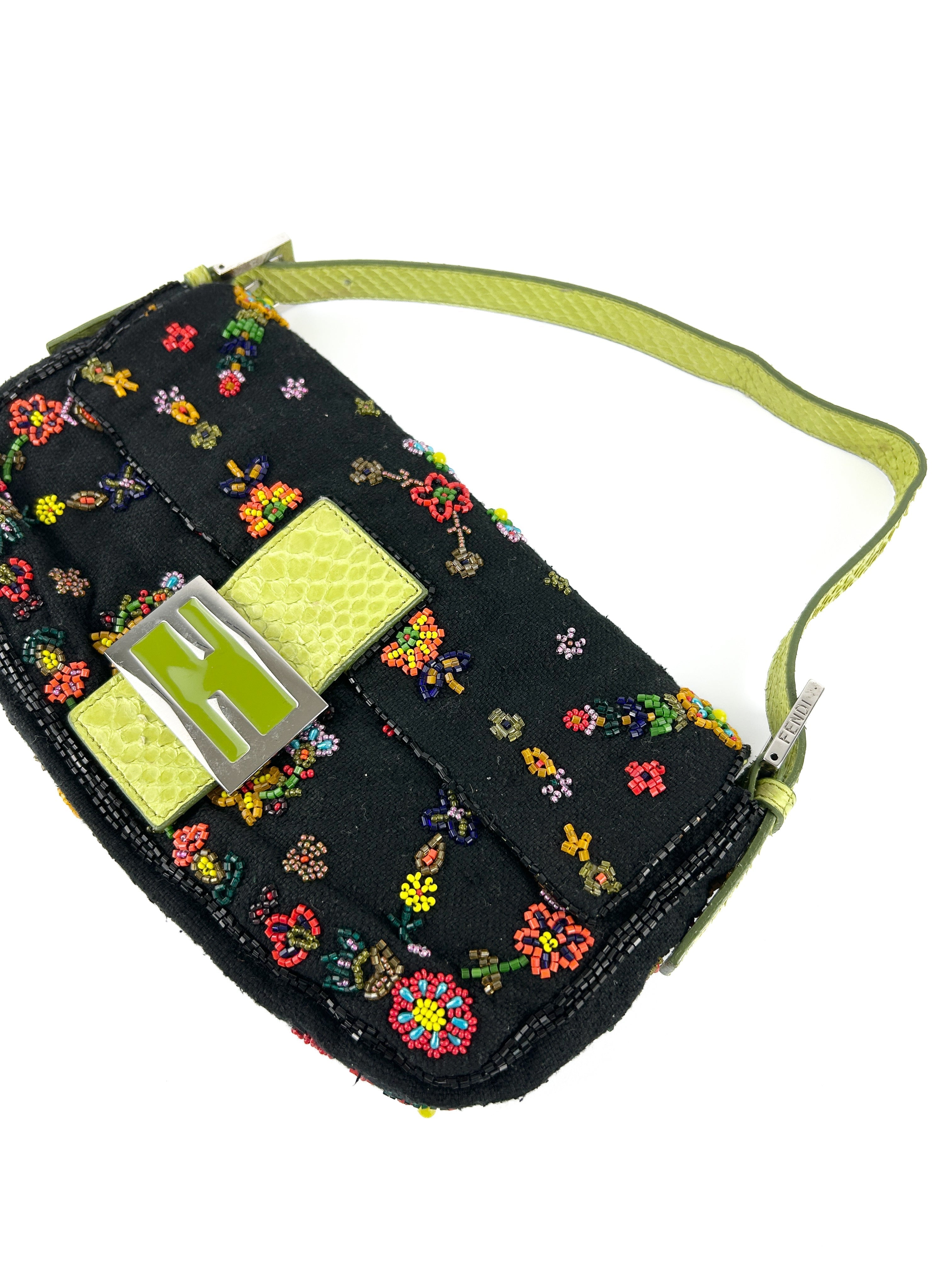 Vintage Fendi Beaded Baguette Shoulder Bag