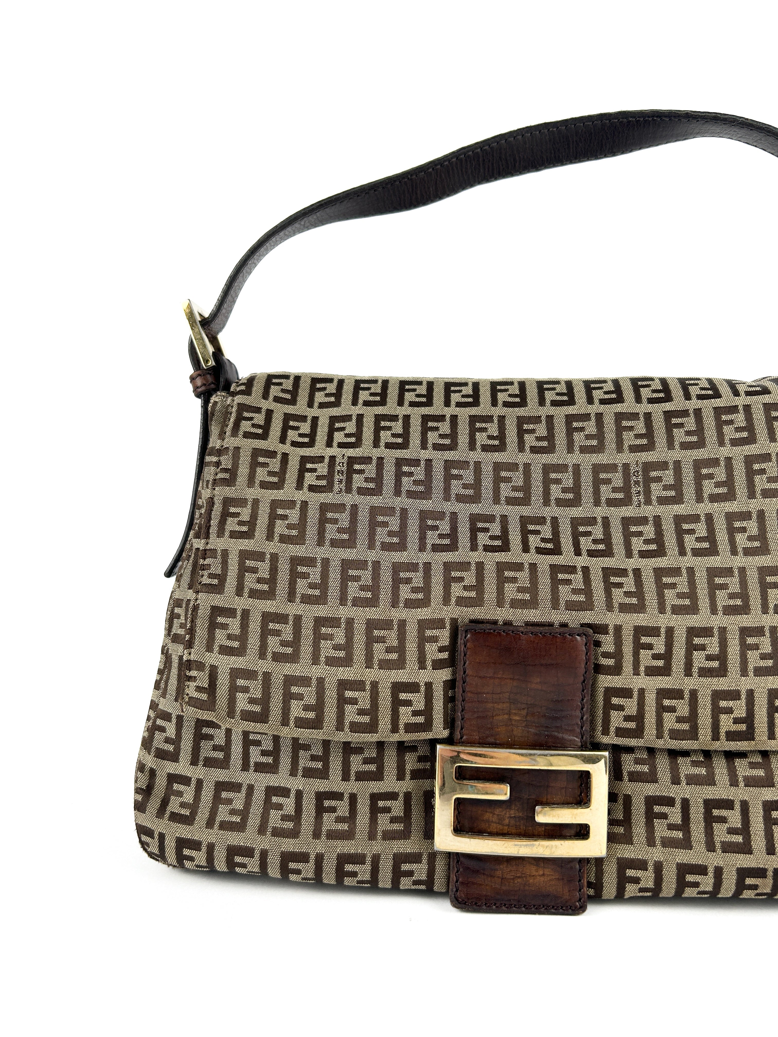 Vintage Fendi Zucca Mamma Baguette Shoulder Bag