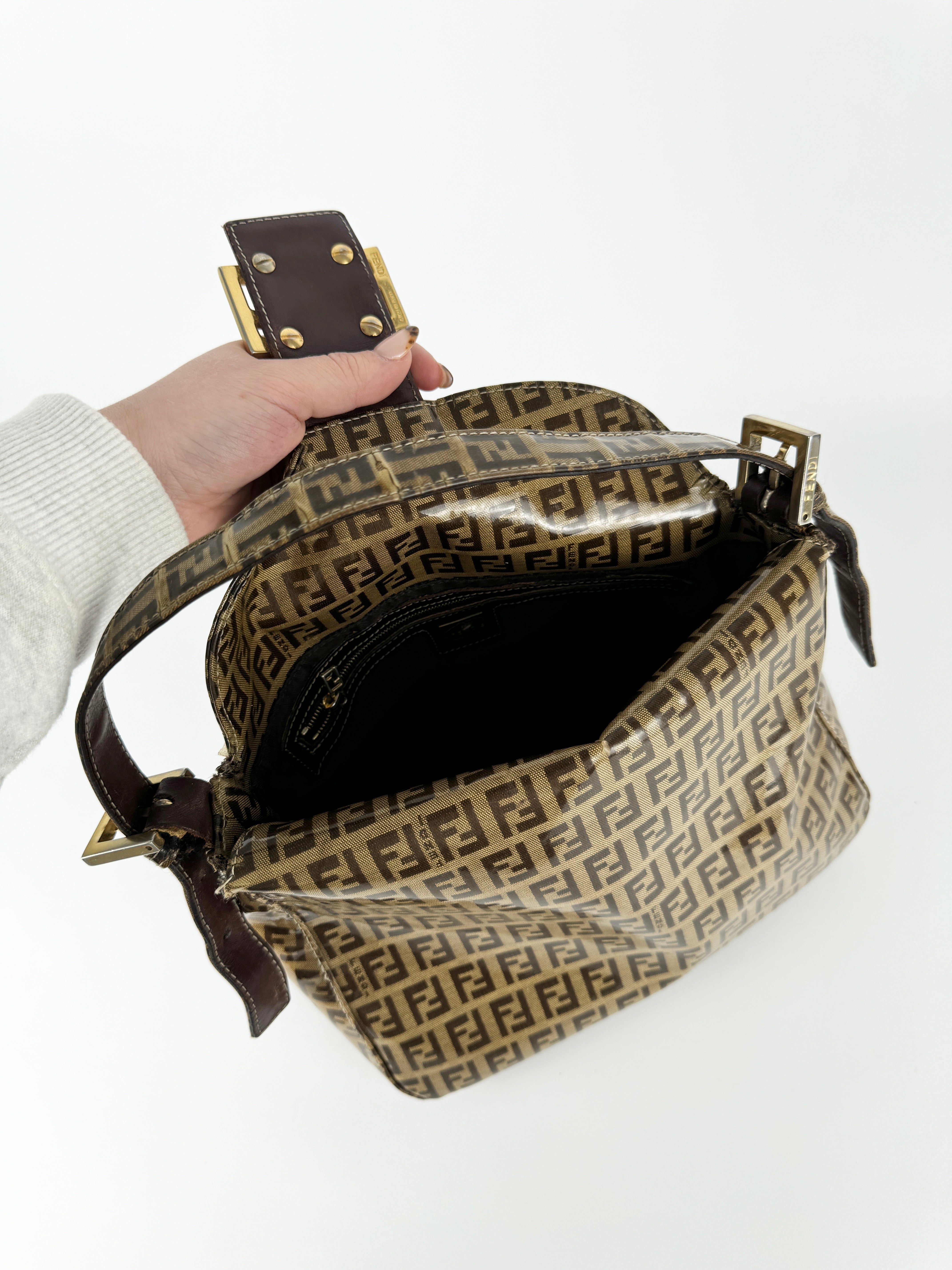 Vintage Fendi Zucca Mamma Baguette Shoulder Bag