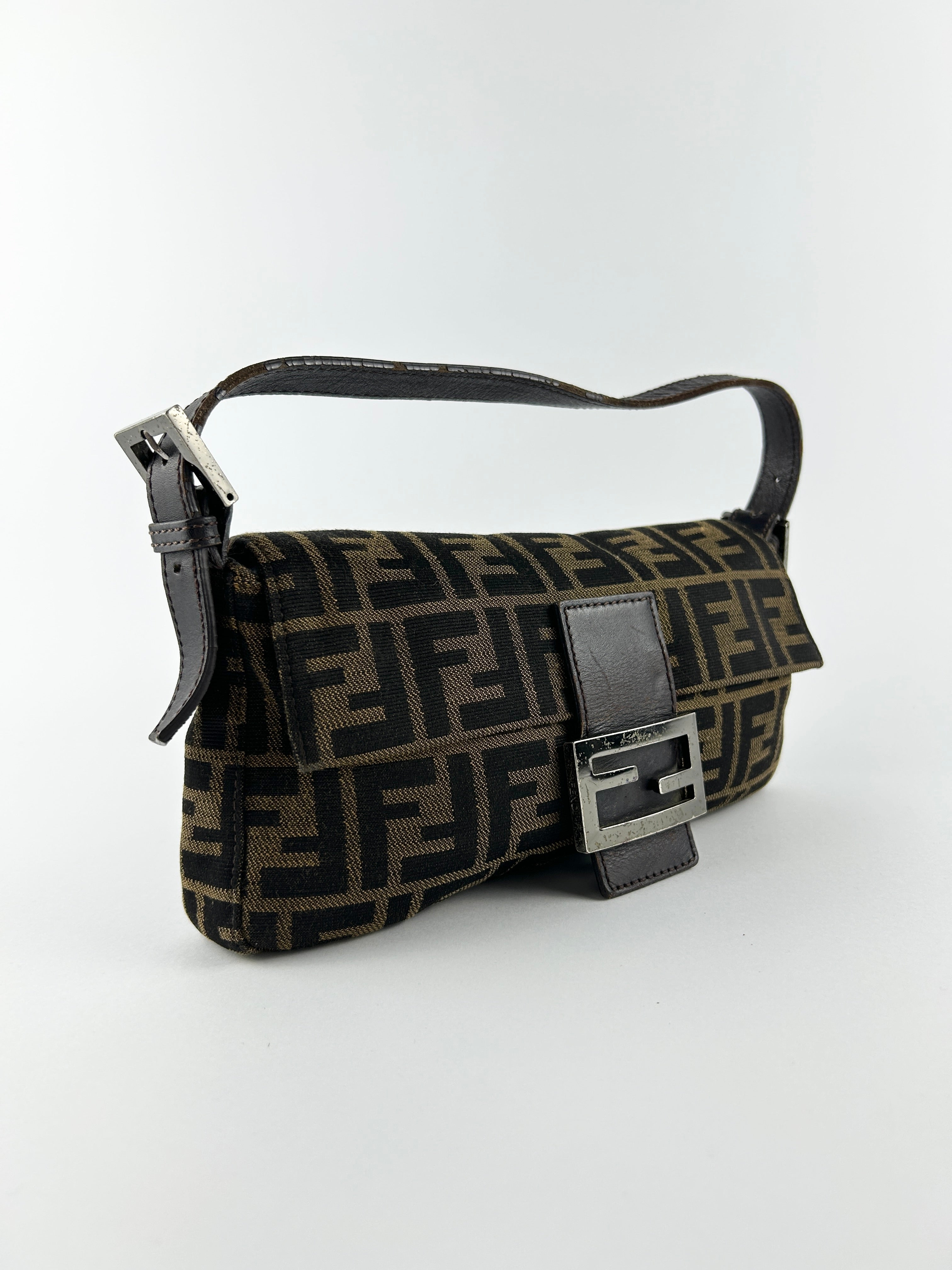 Vintage Fendi Zucca Baguette Shoulder Bag