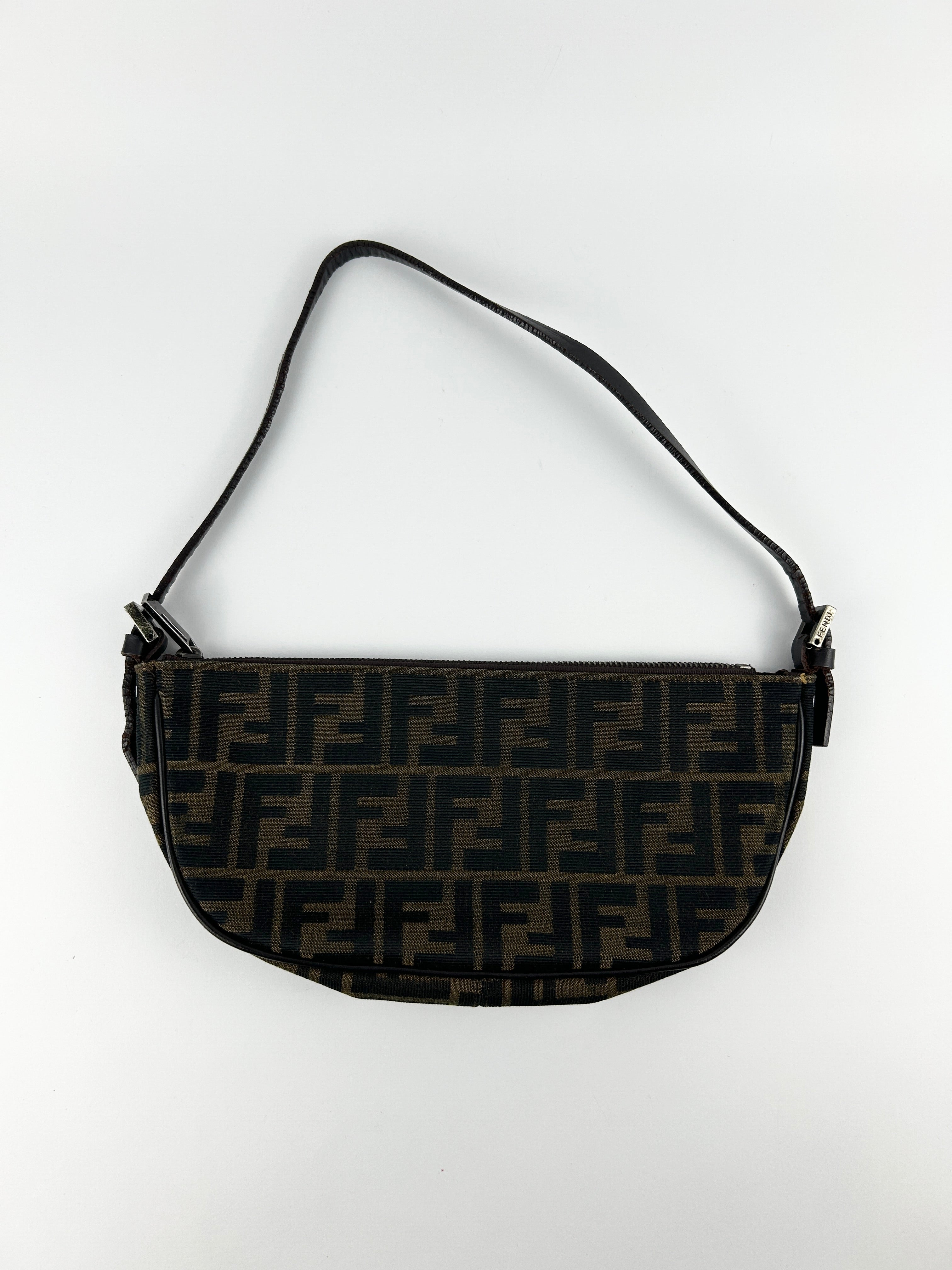 Vintage Fendi Zucca Half Moon Shoulder Bag