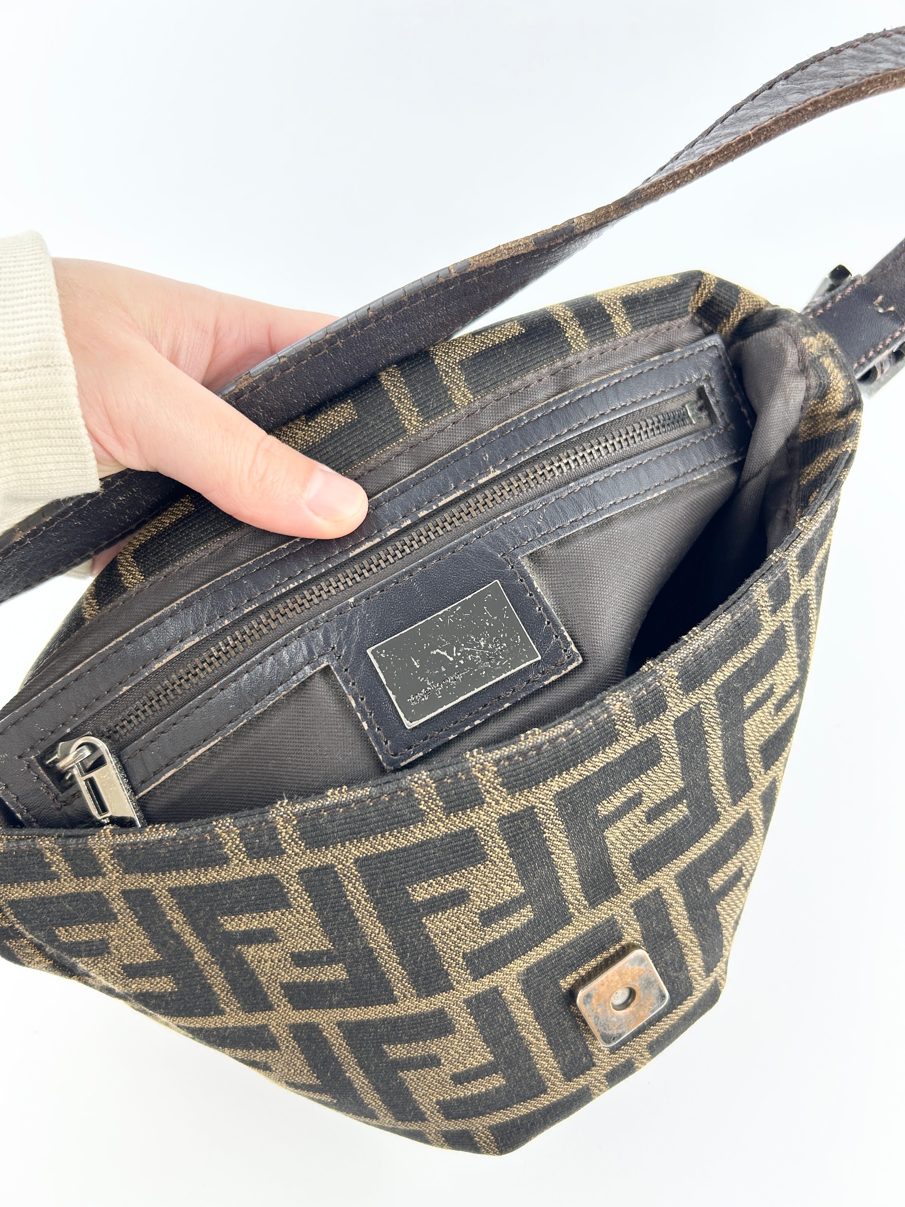 Vintage Fendi Zucca Baguette Shoulder Bag