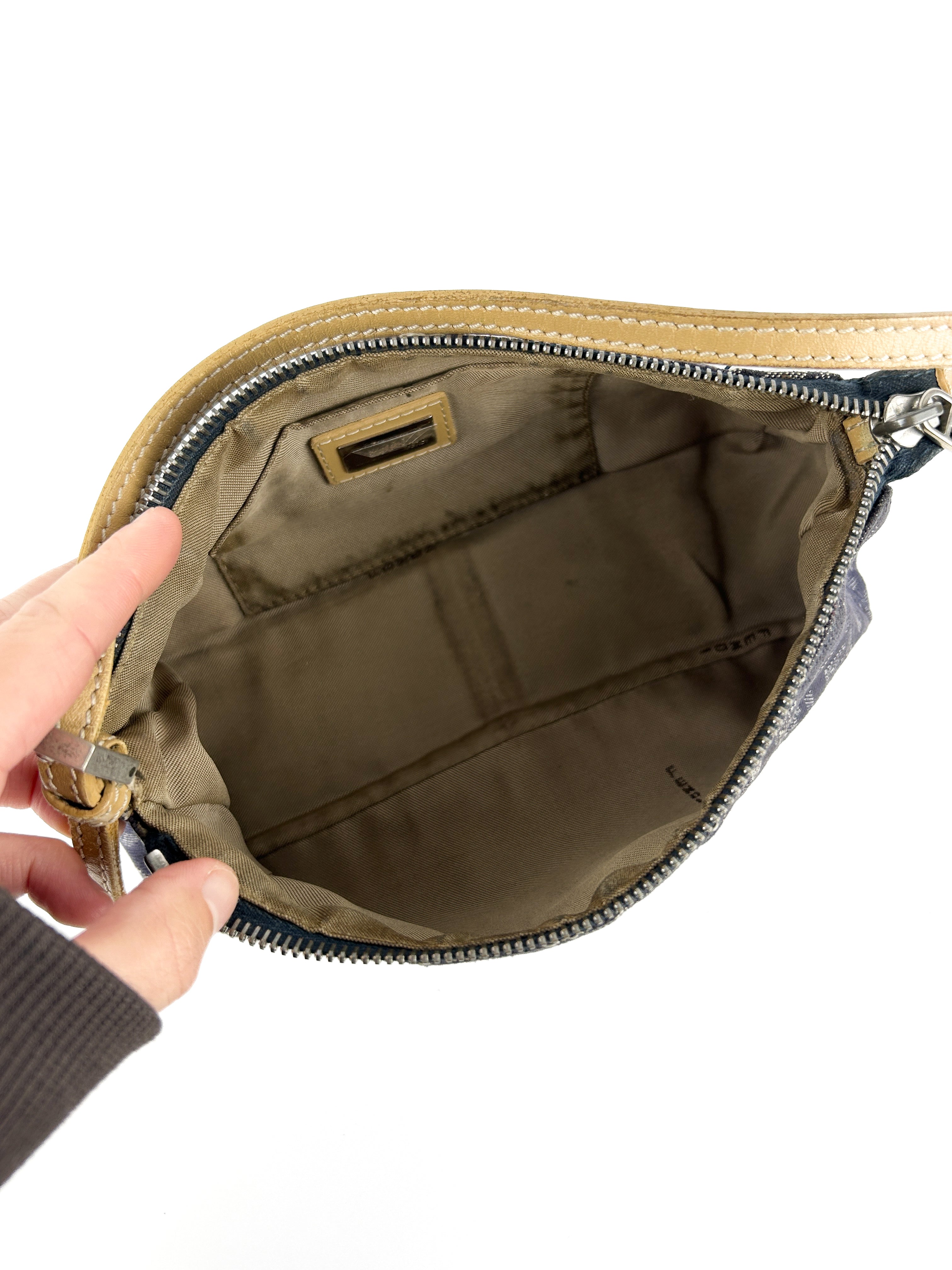 Vintage Fendi Zucca Denim-Look Shoulder Bag