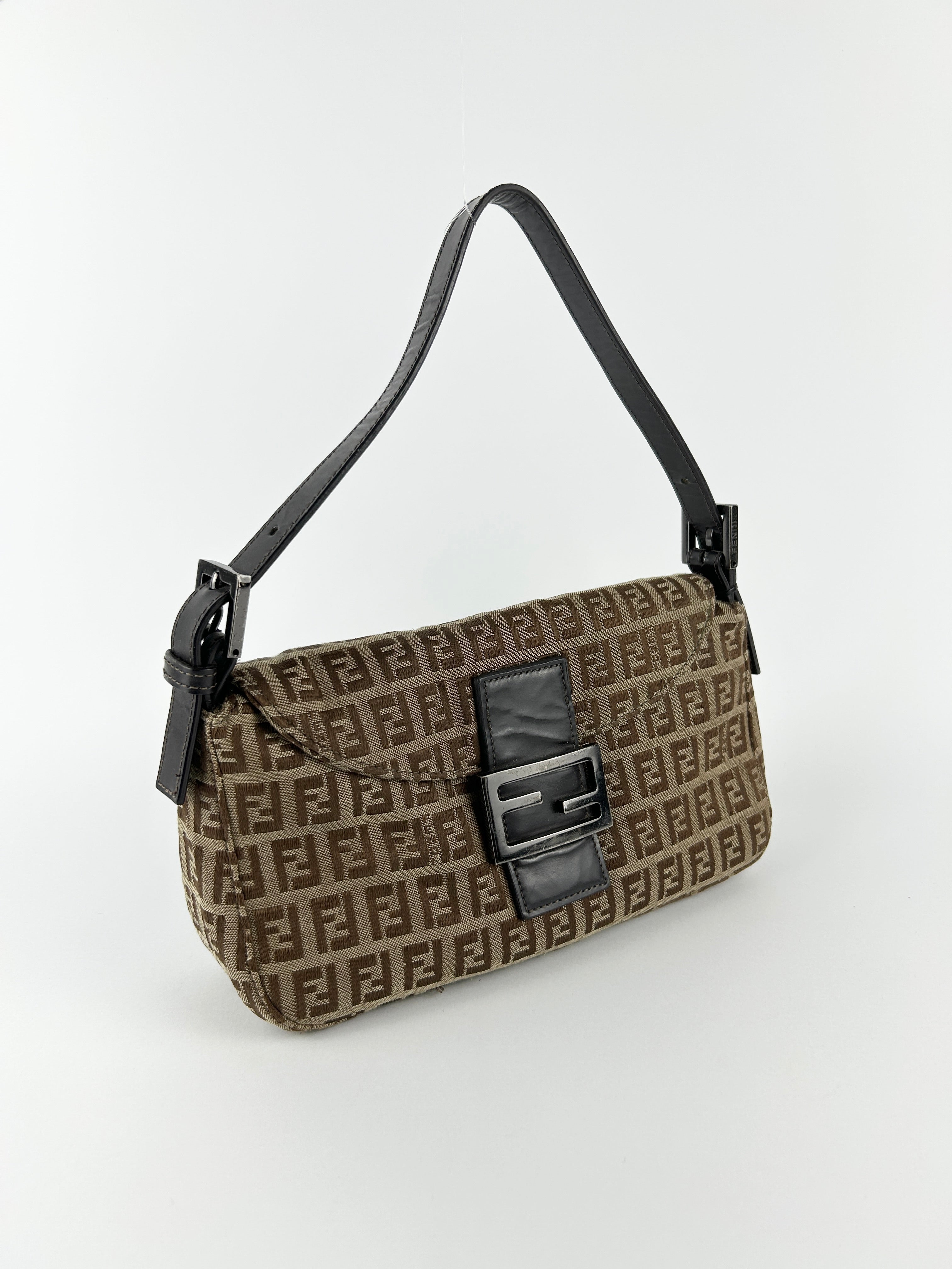 Vintage Fendi Zucca Baguette Shoulder Bag