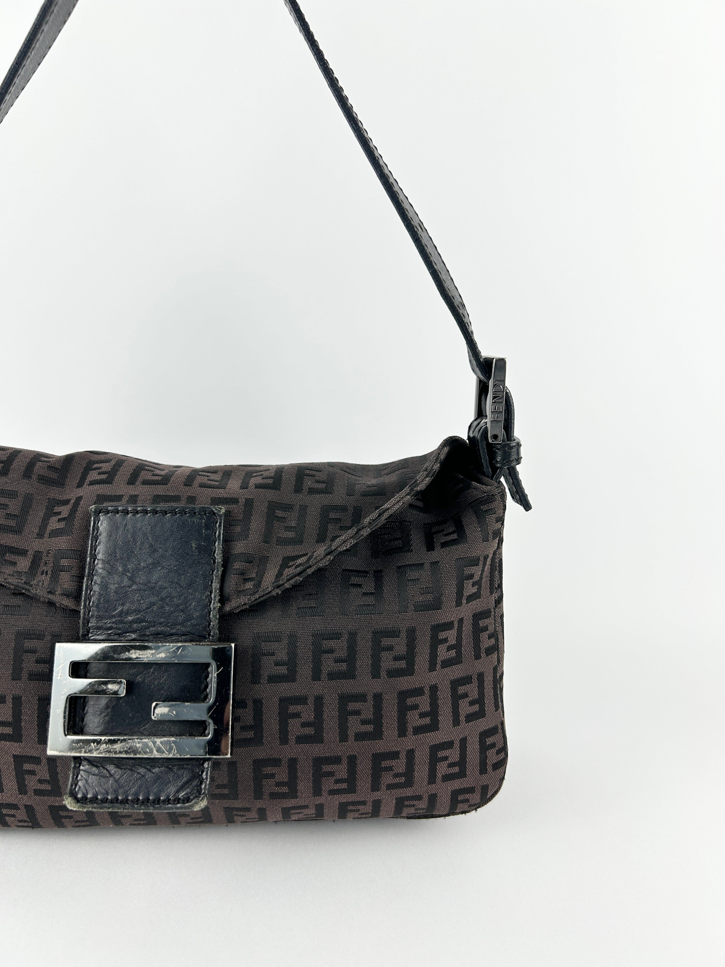 Vintage Fendi Zucca Baguette Shoulder Bag