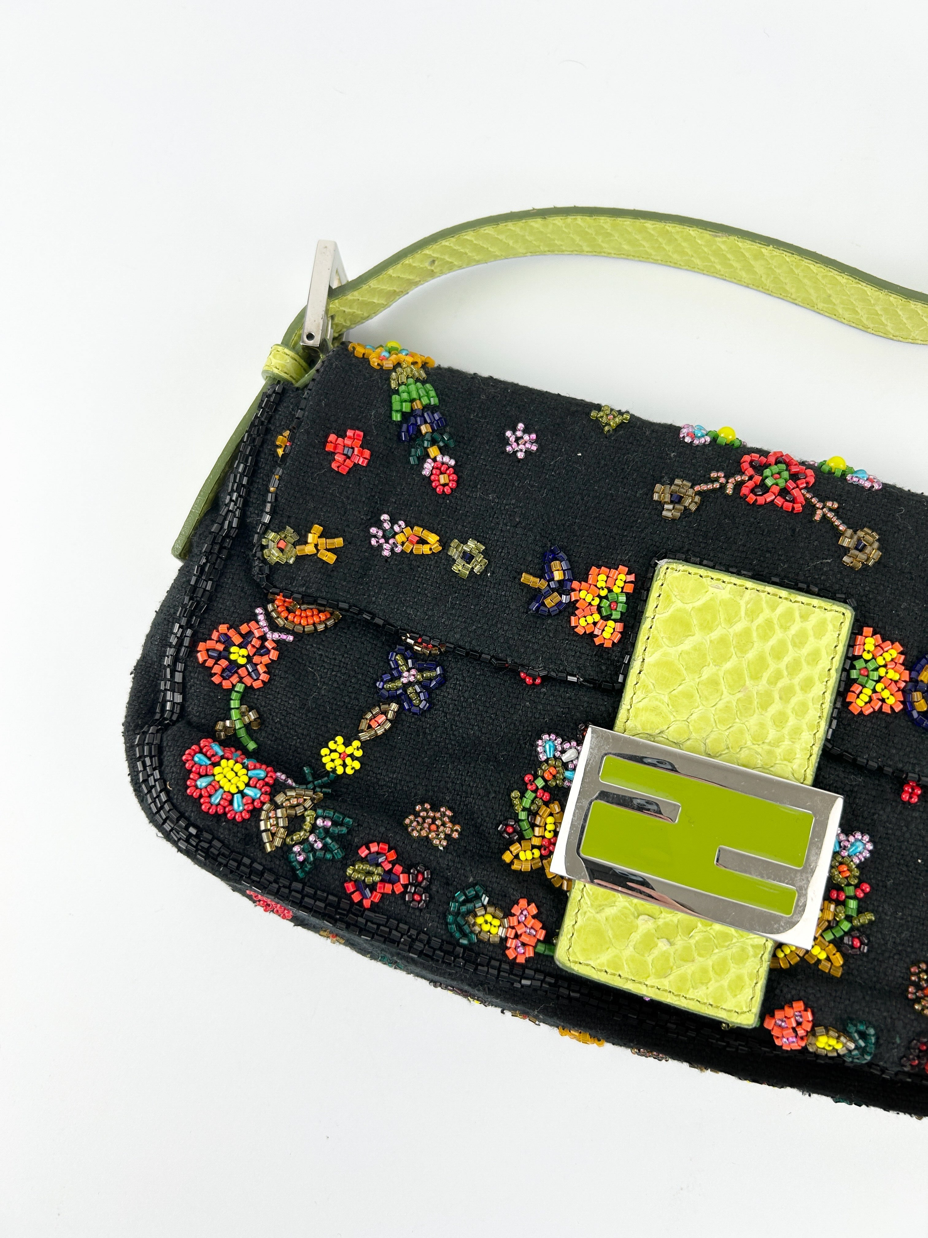 Vintage Fendi Beaded Baguette Shoulder Bag