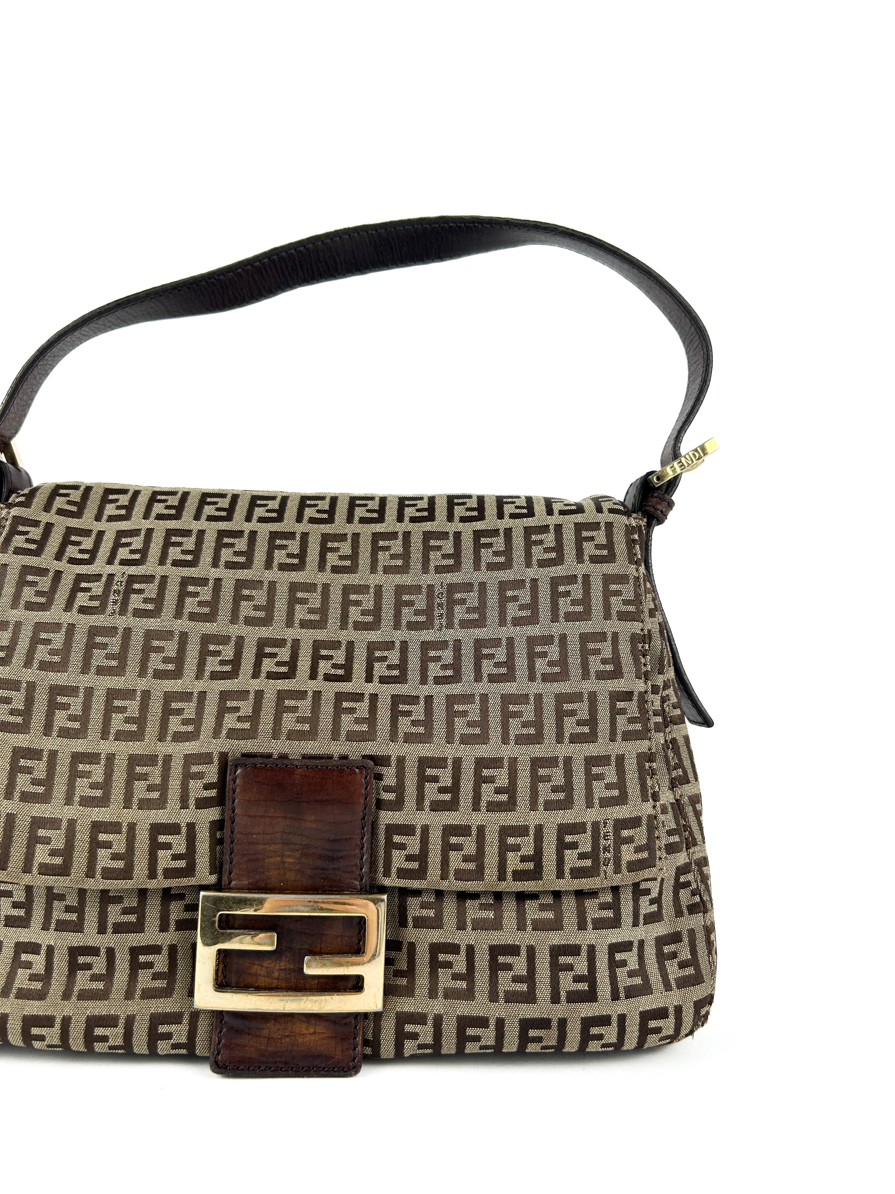 Vintage Fendi Zucca Mamma Baguette Shoulder Bag