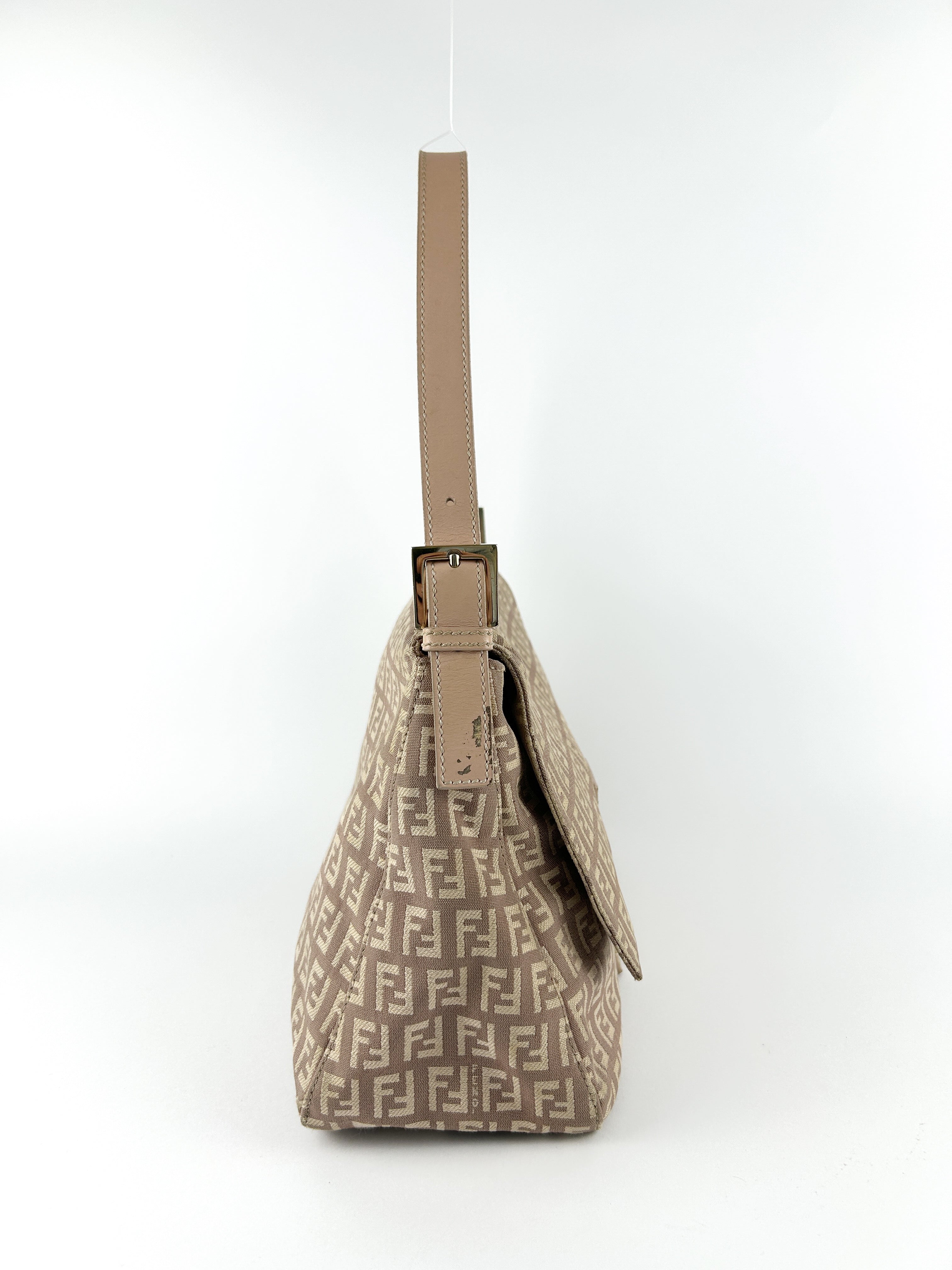 Vintage Fendi Zucca Pink Mamma Baguette Shoulder Bag