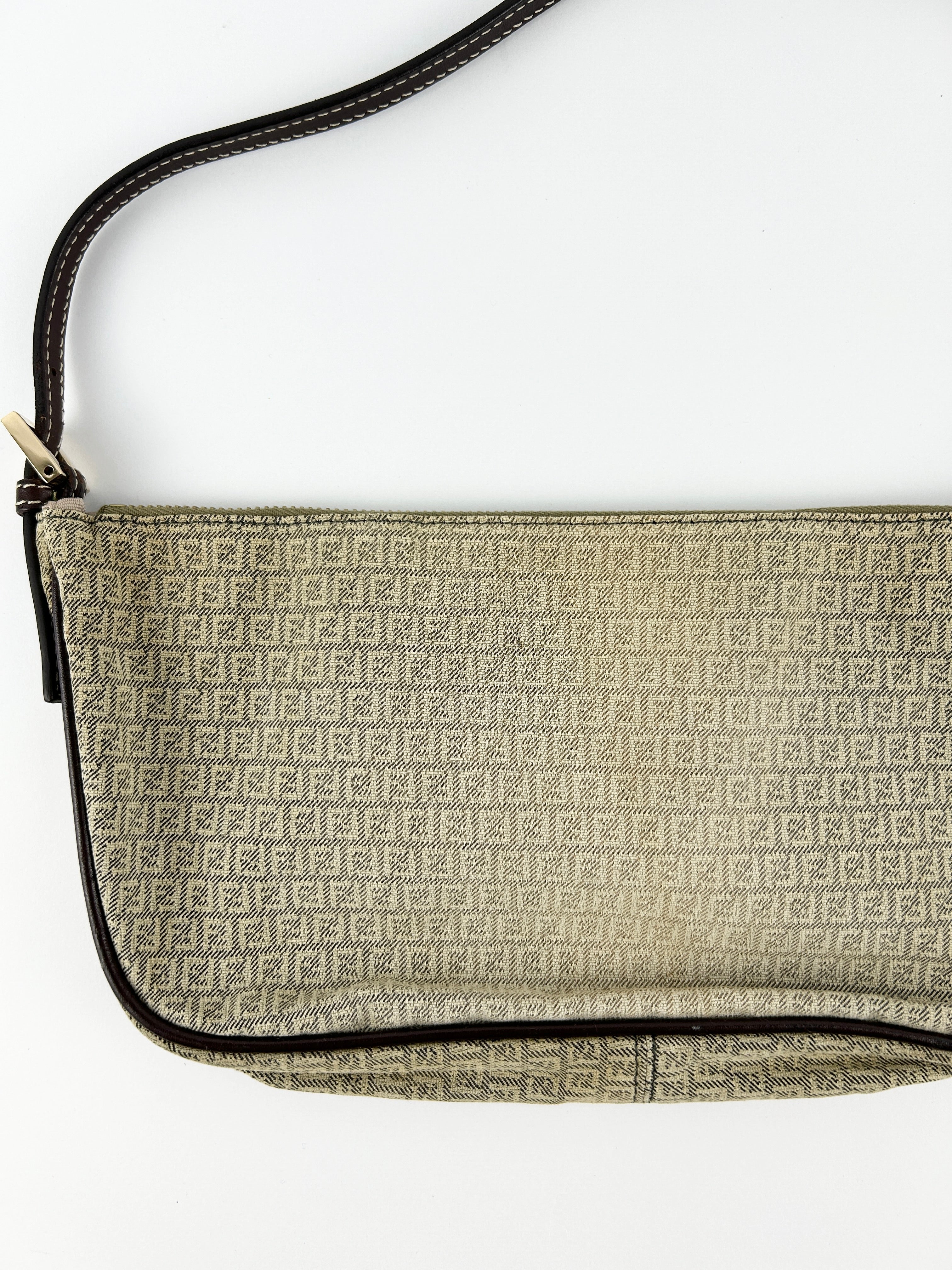 Vintage Fendi Zucca Mini FF Croissant Shoulder Bag