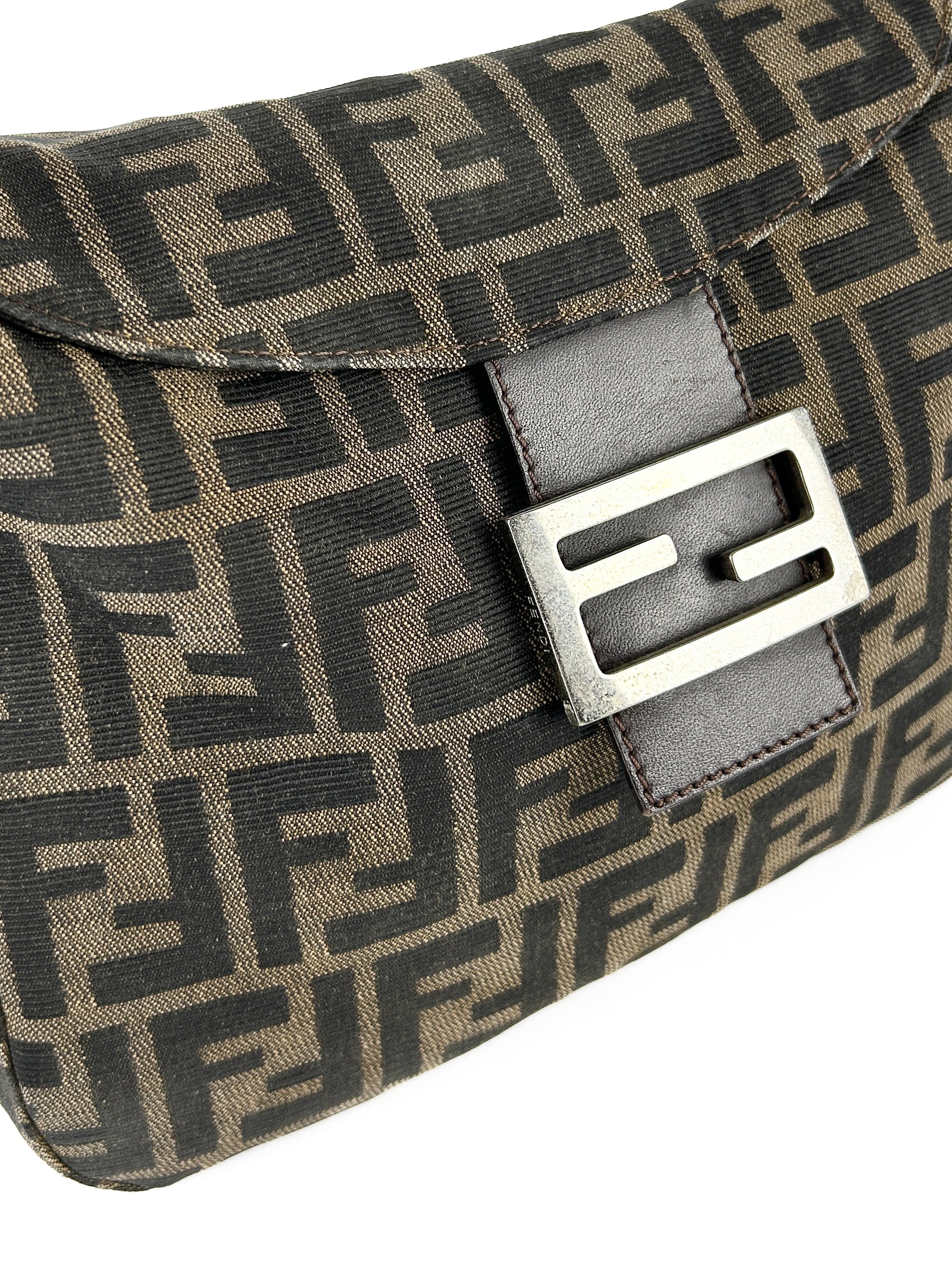 Vintage Fendi Zucca Mamma Baguette Shoulder Bag
