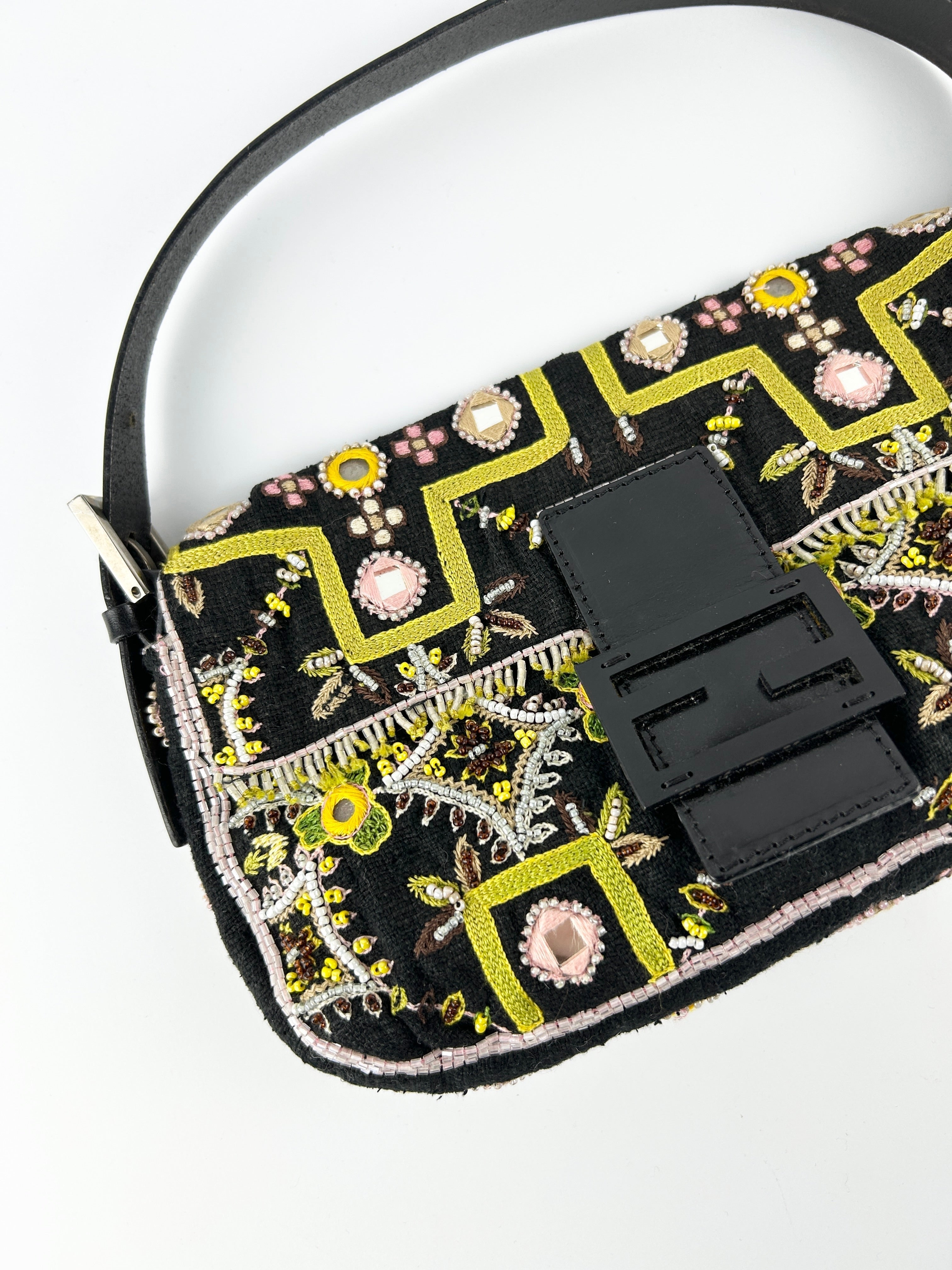 Vintage Fendi Beaded Baguette Shoulder Bag
