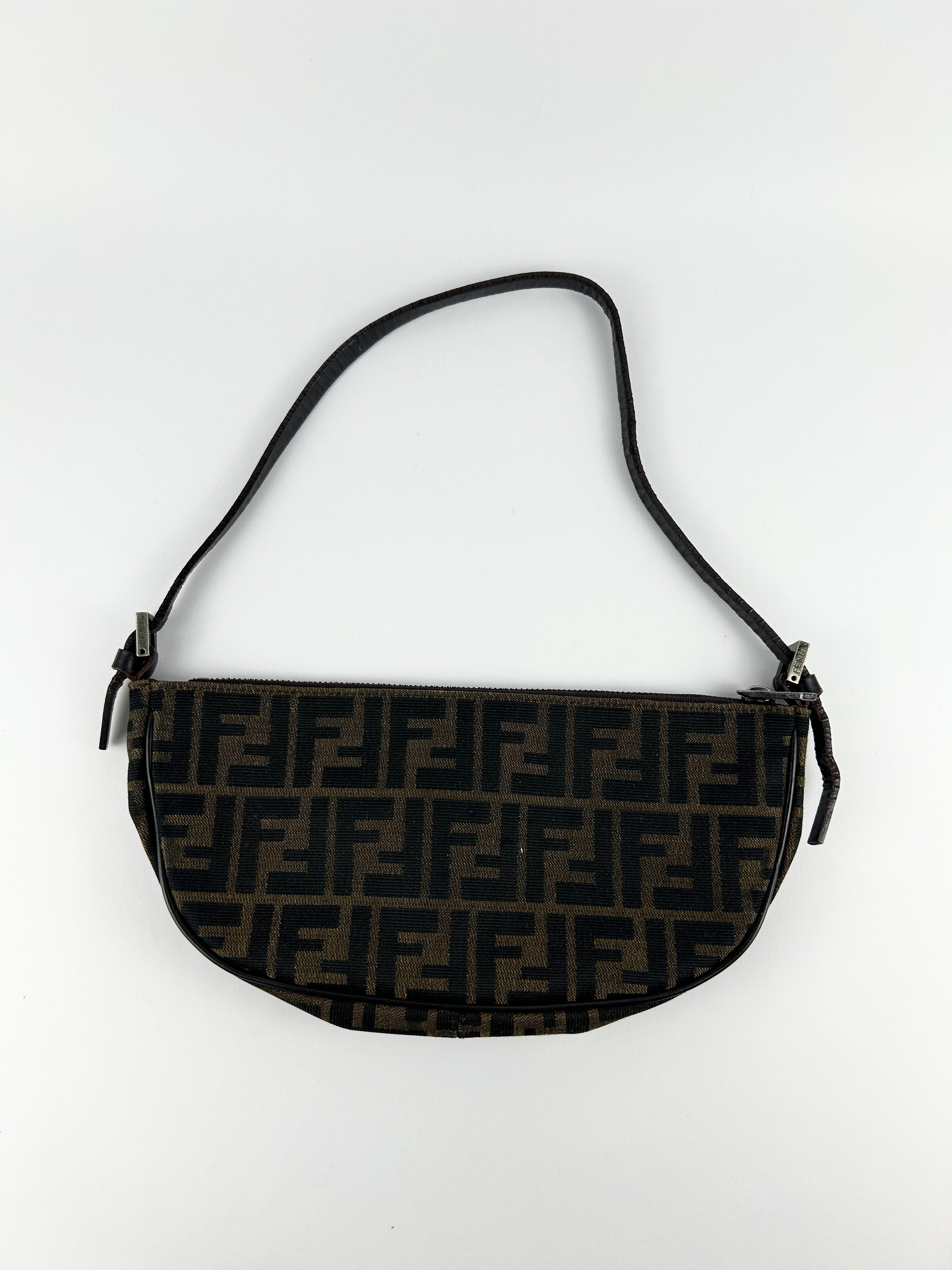 Vintage Fendi Zucca Half Moon Shoulder Bag