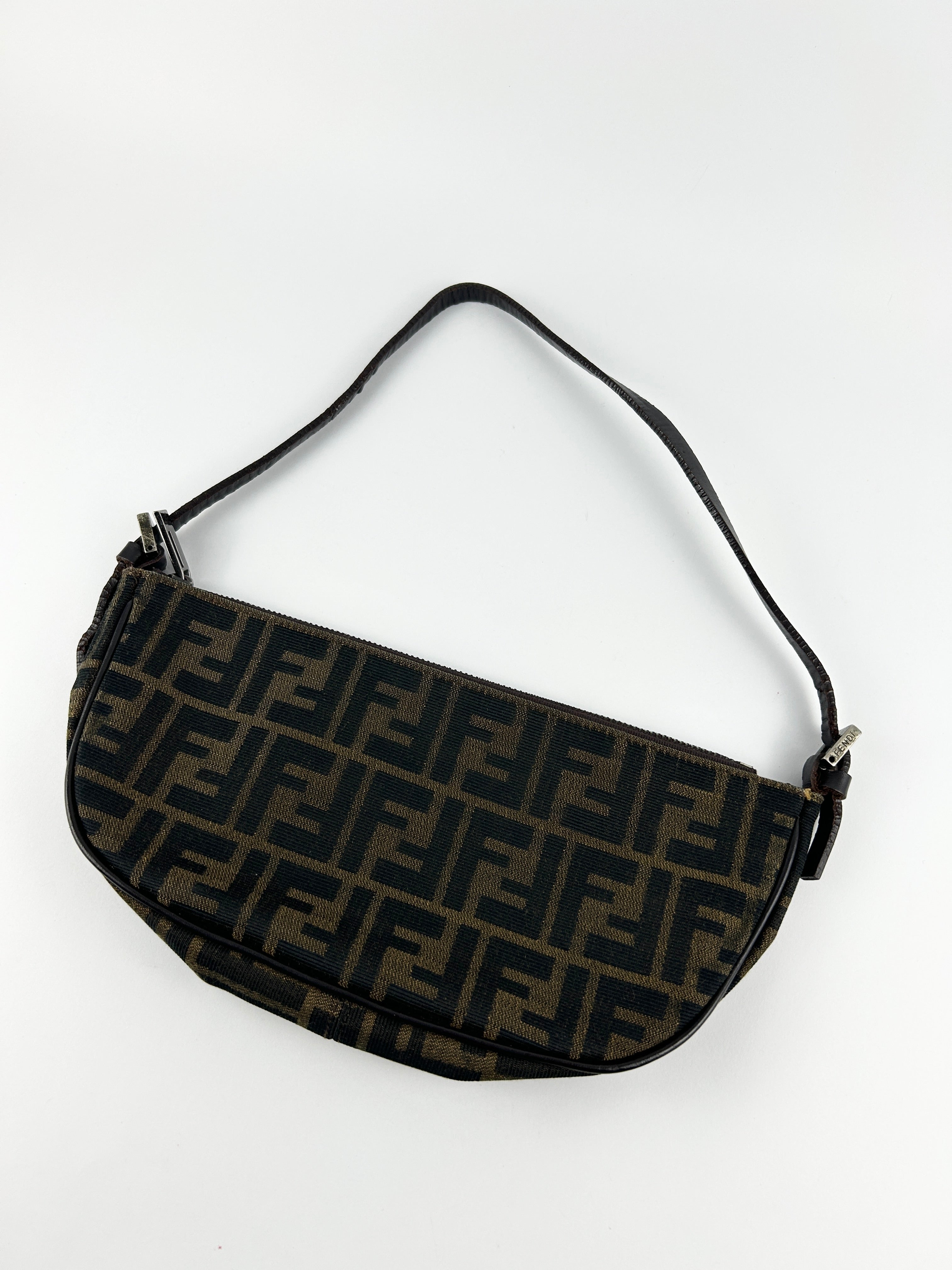 Vintage Fendi Zucca Half Moon Shoulder Bag