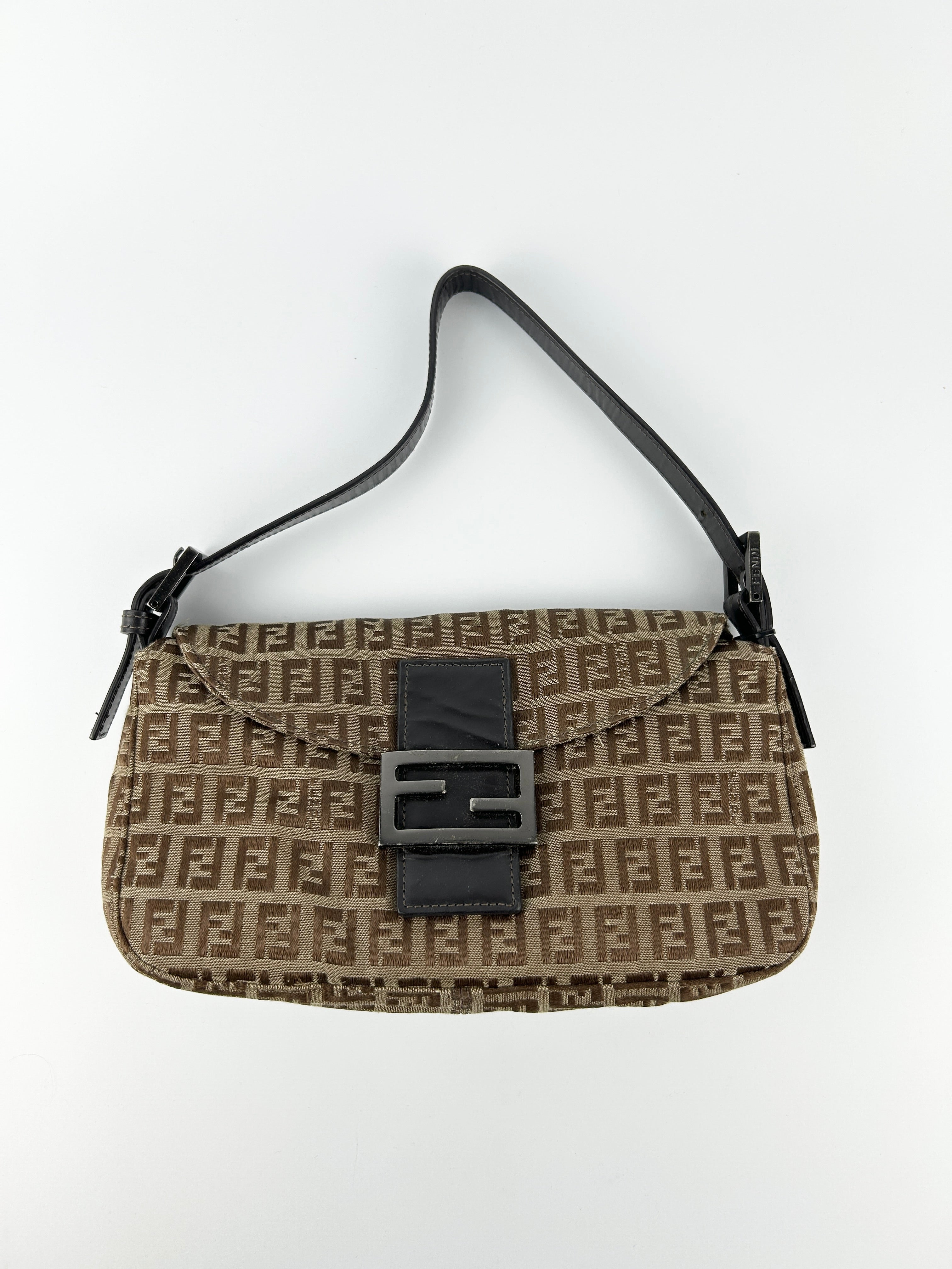 Vintage Fendi Zucca Baguette Shoulder Bag