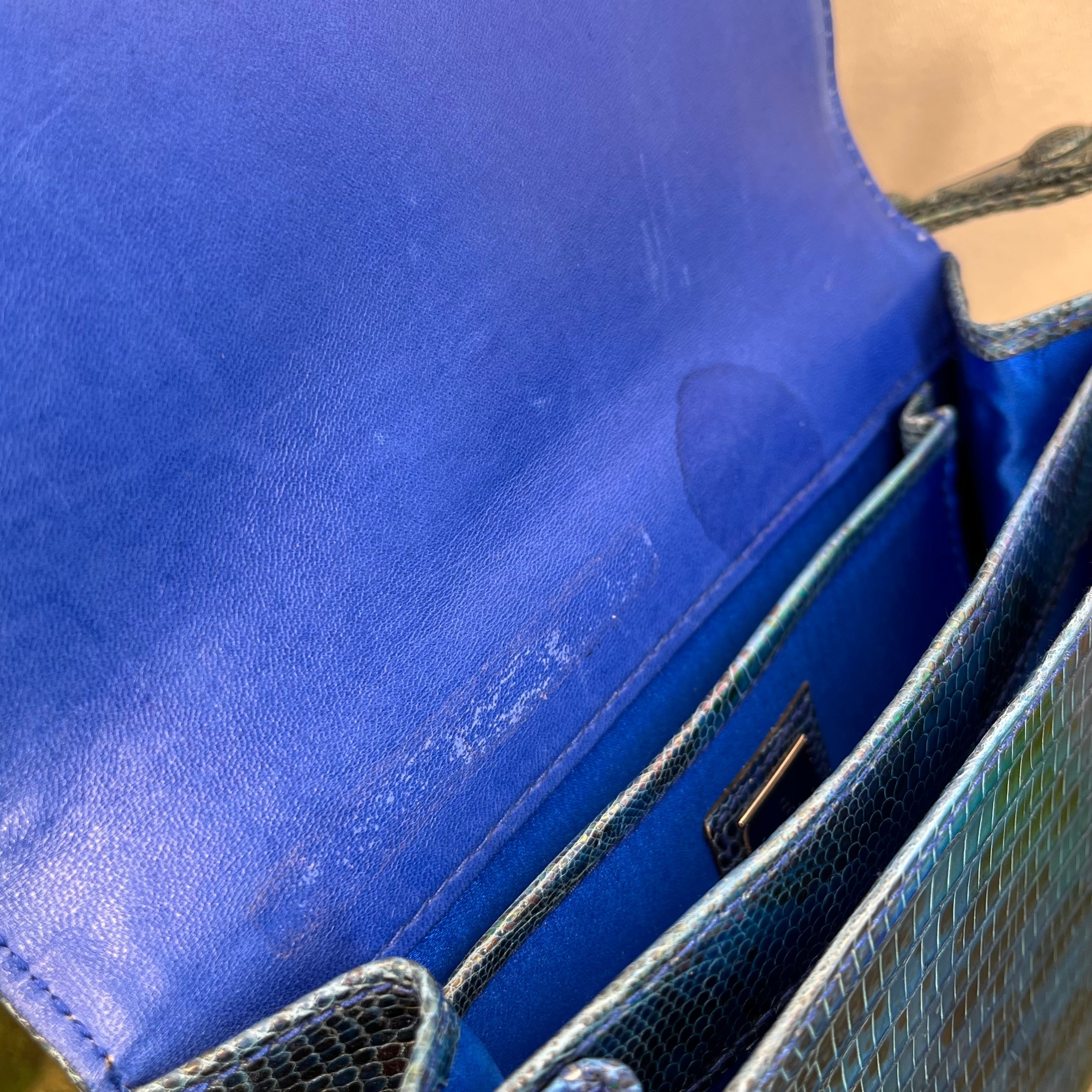 FENDI Vintage Lizard Iridescent Blue Shoulder Bag