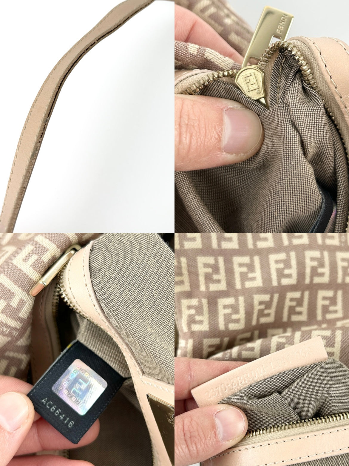 Vintage Fendi Zucca Pink Mamma Baguette Shoulder Bag