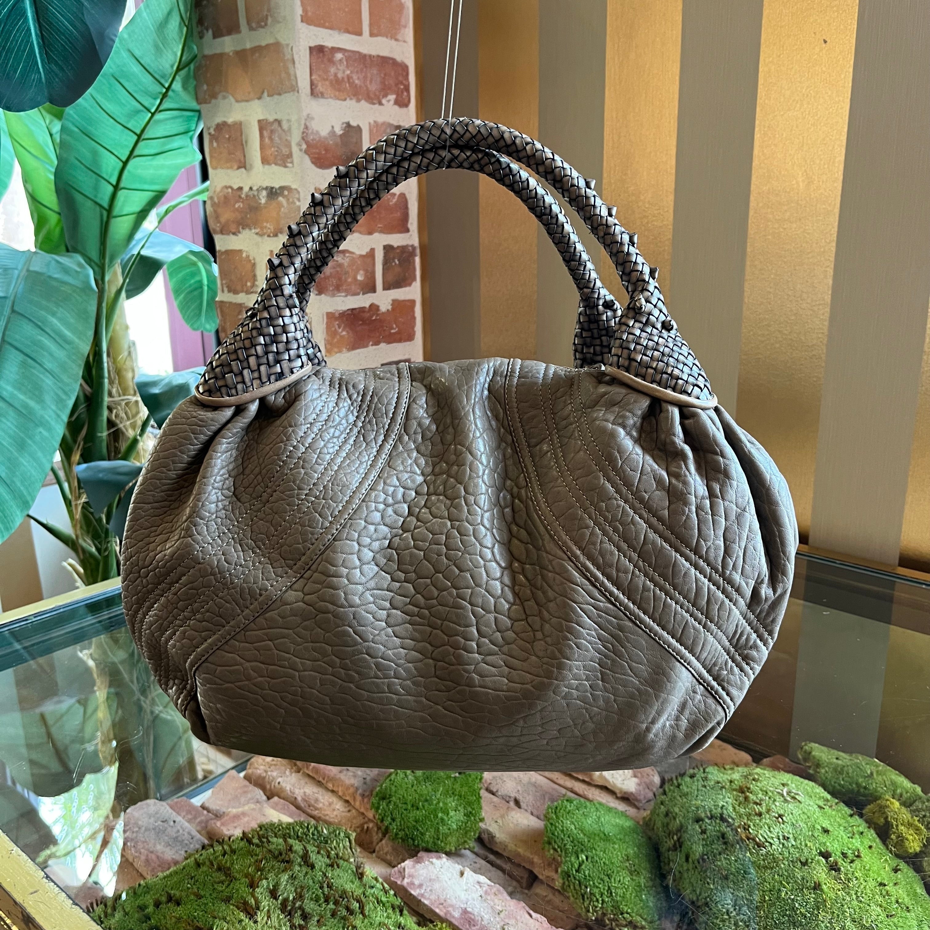 FENDI Spy Taupe Leather Shoulder Bag