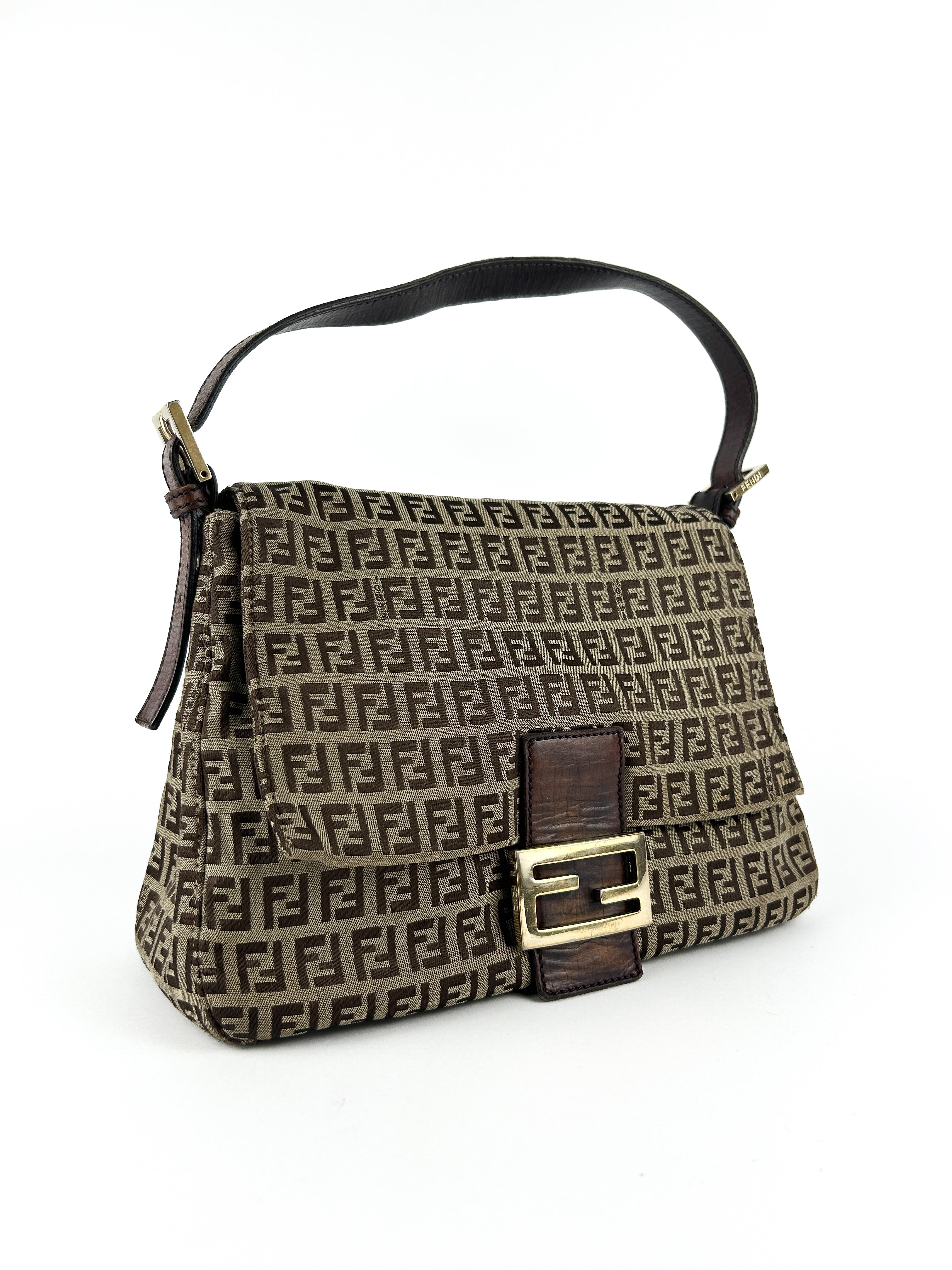 Vintage Fendi Zucca Mamma Baguette Shoulder Bag