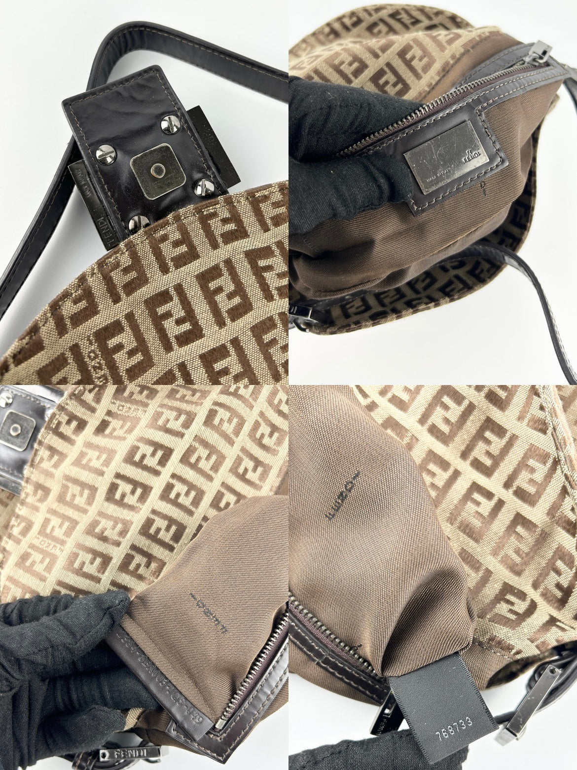 Vintage Fendi Zucca Baguette Shoulder Bag