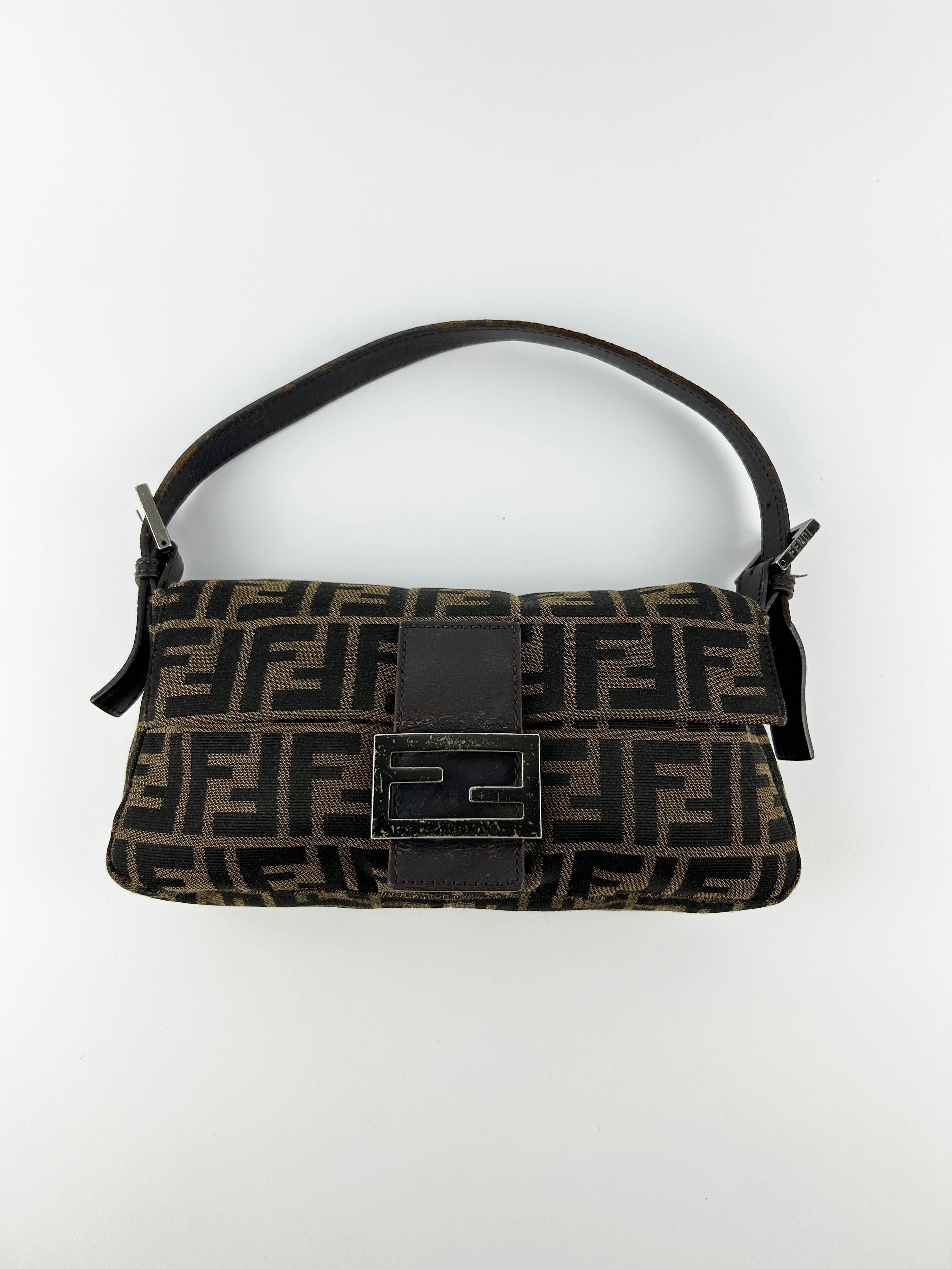 Vintage Fendi Zucca Baguette Shoulder Bag