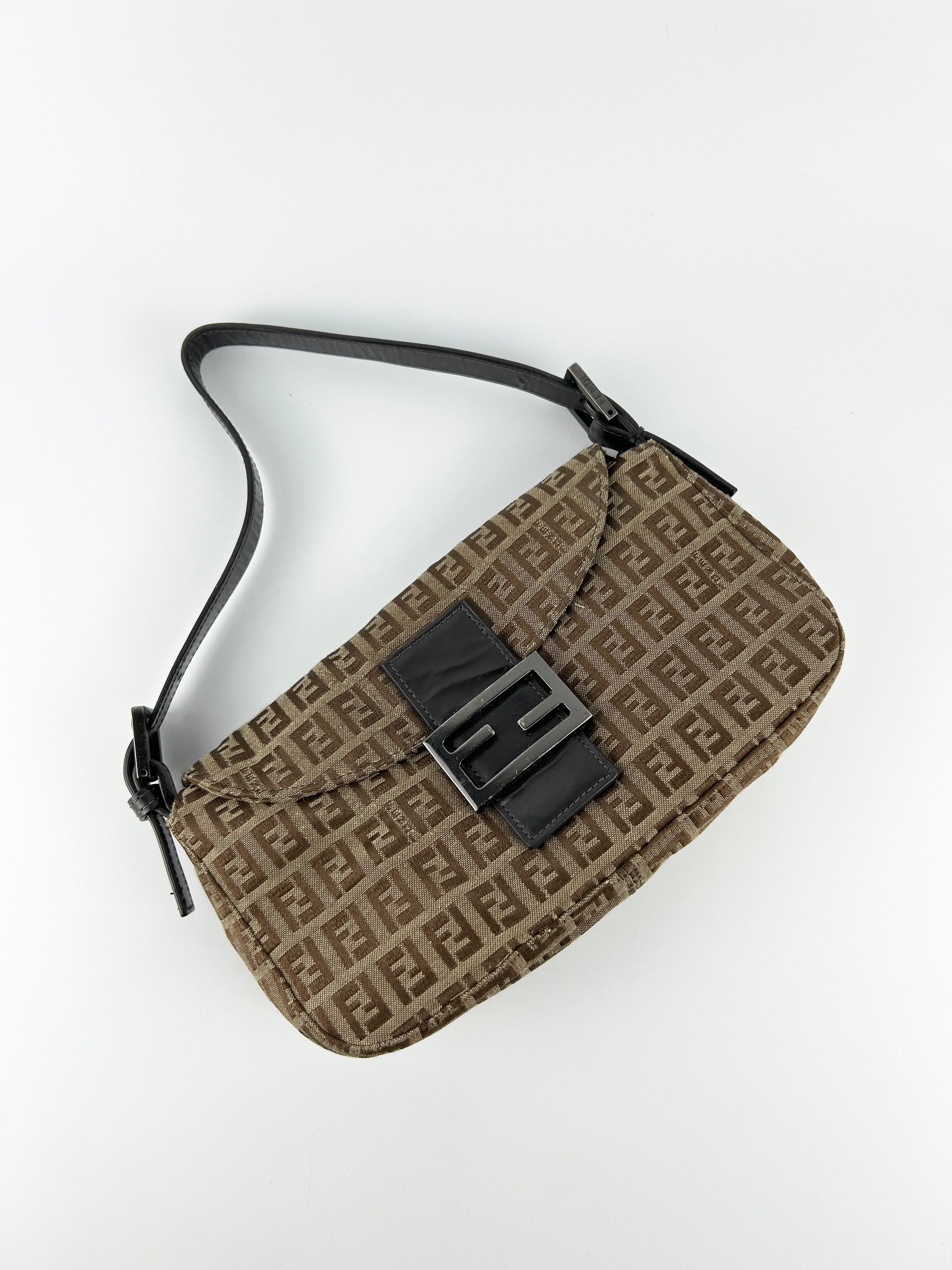 Vintage Fendi Zucca Baguette Shoulder Bag