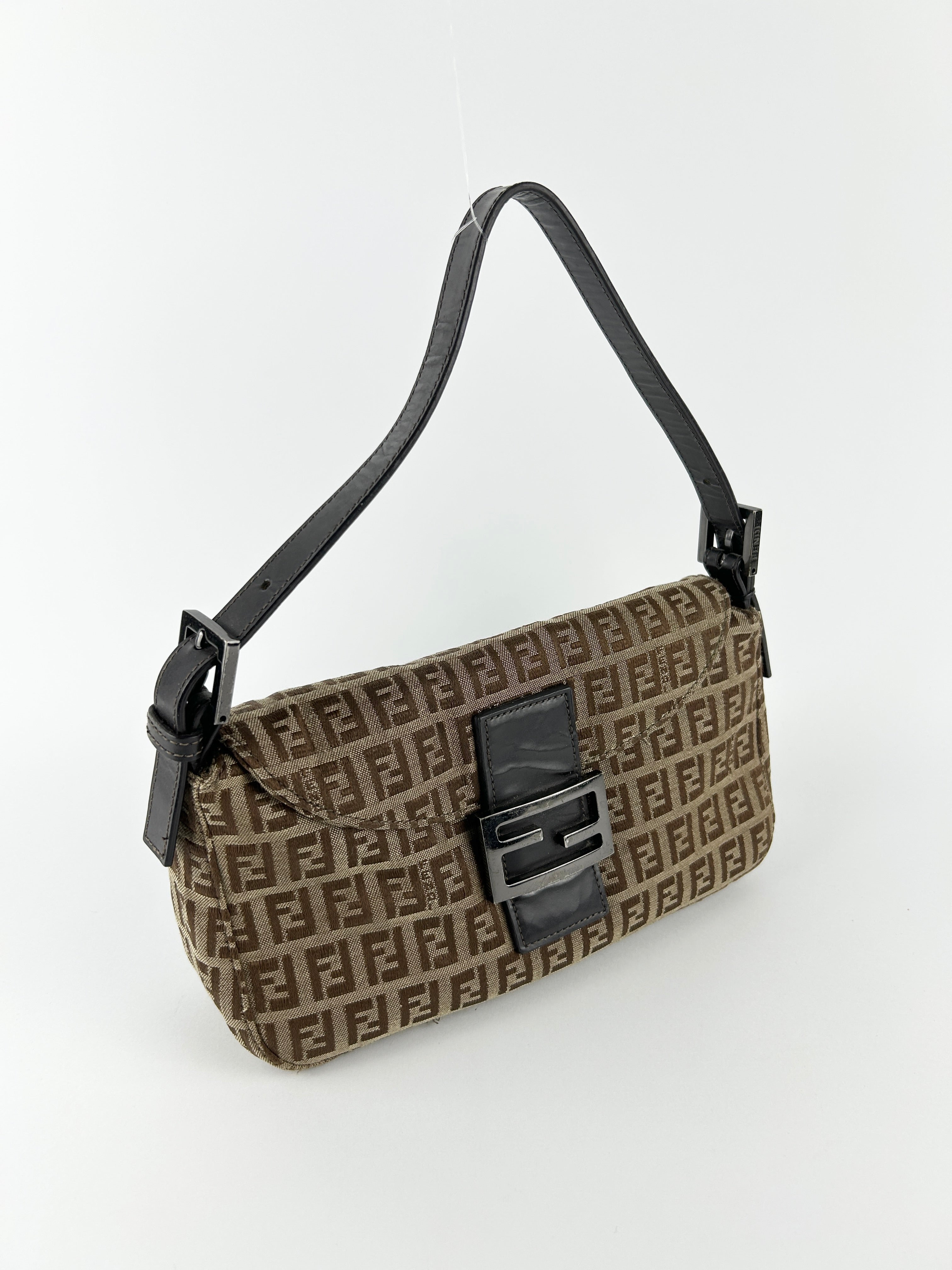 Vintage Fendi Zucca Baguette Shoulder Bag