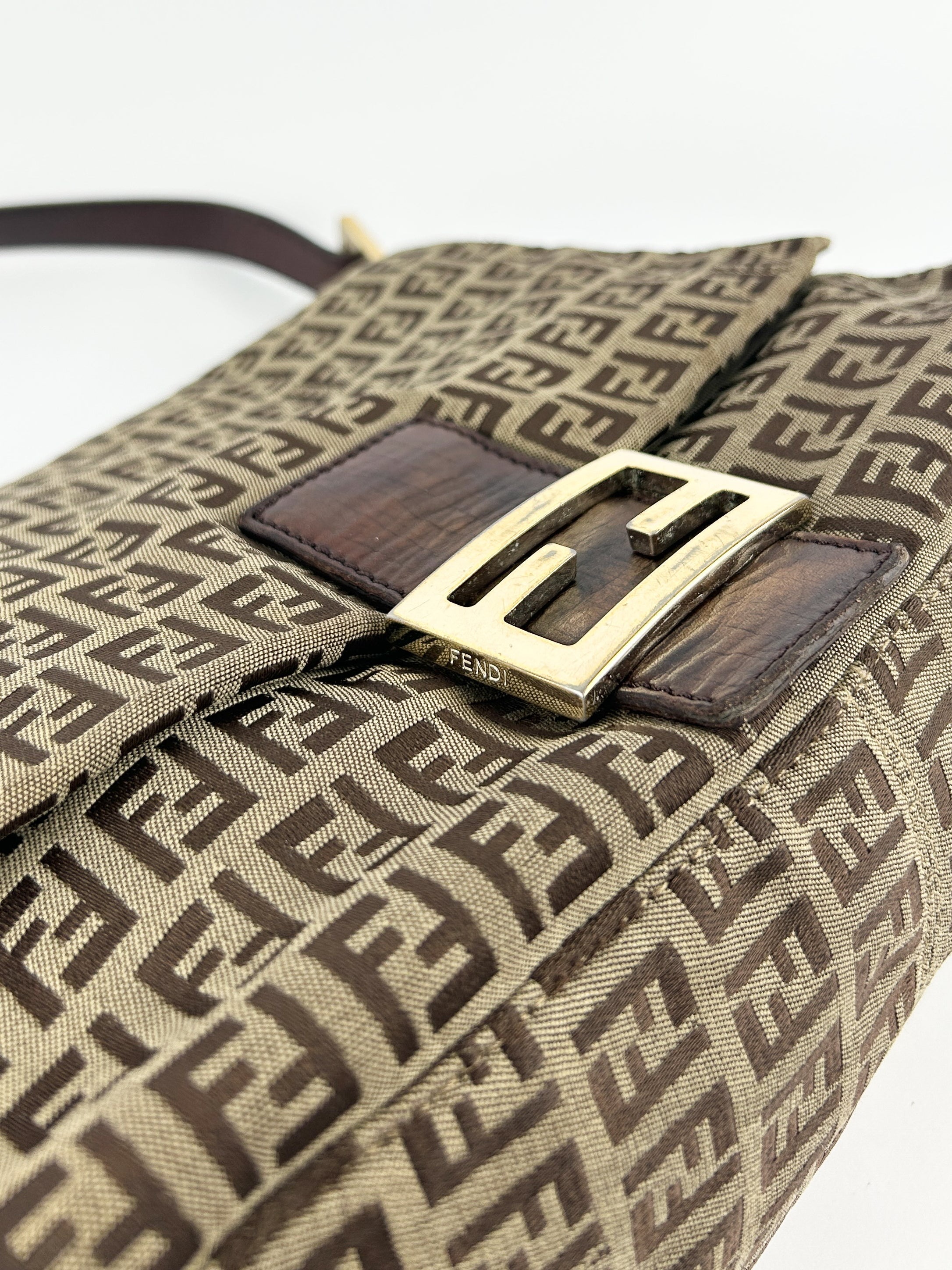 Vintage Fendi Zucca Mamma Baguette Shoulder Bag