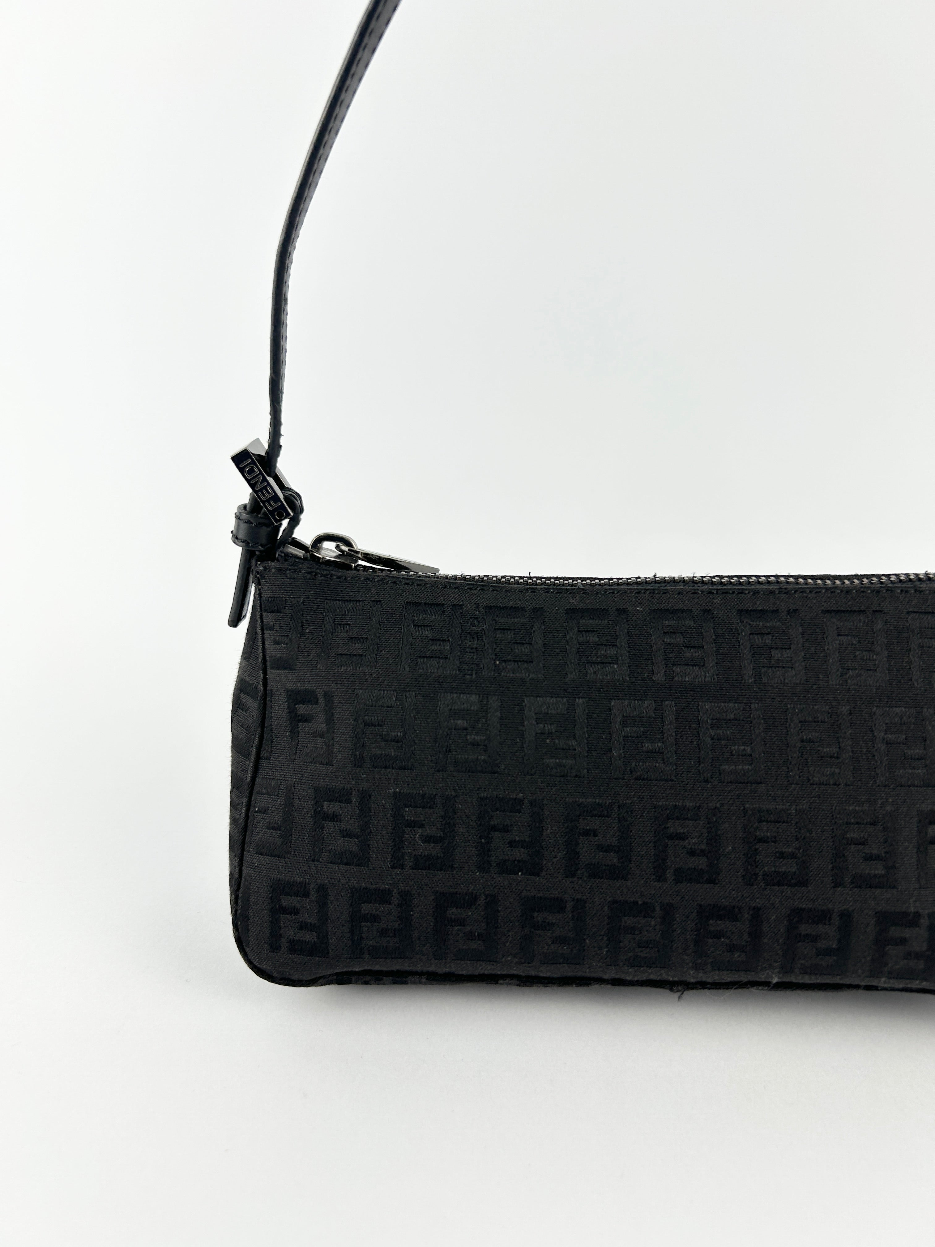 Vintage Fendi Zucca Black Shoulder Bag