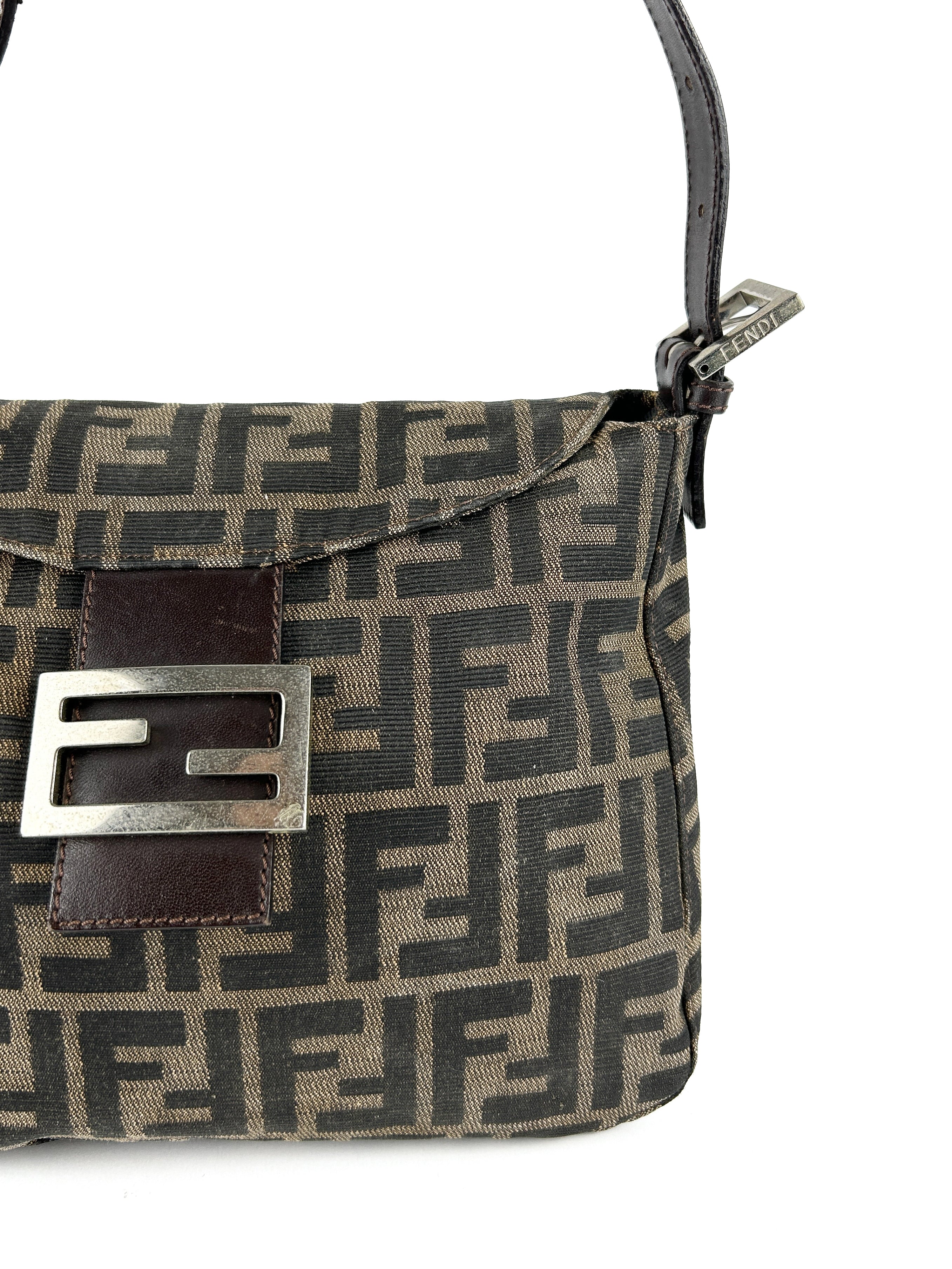 Vintage Fendi Zucca Mamma Baguette Shoulder Bag