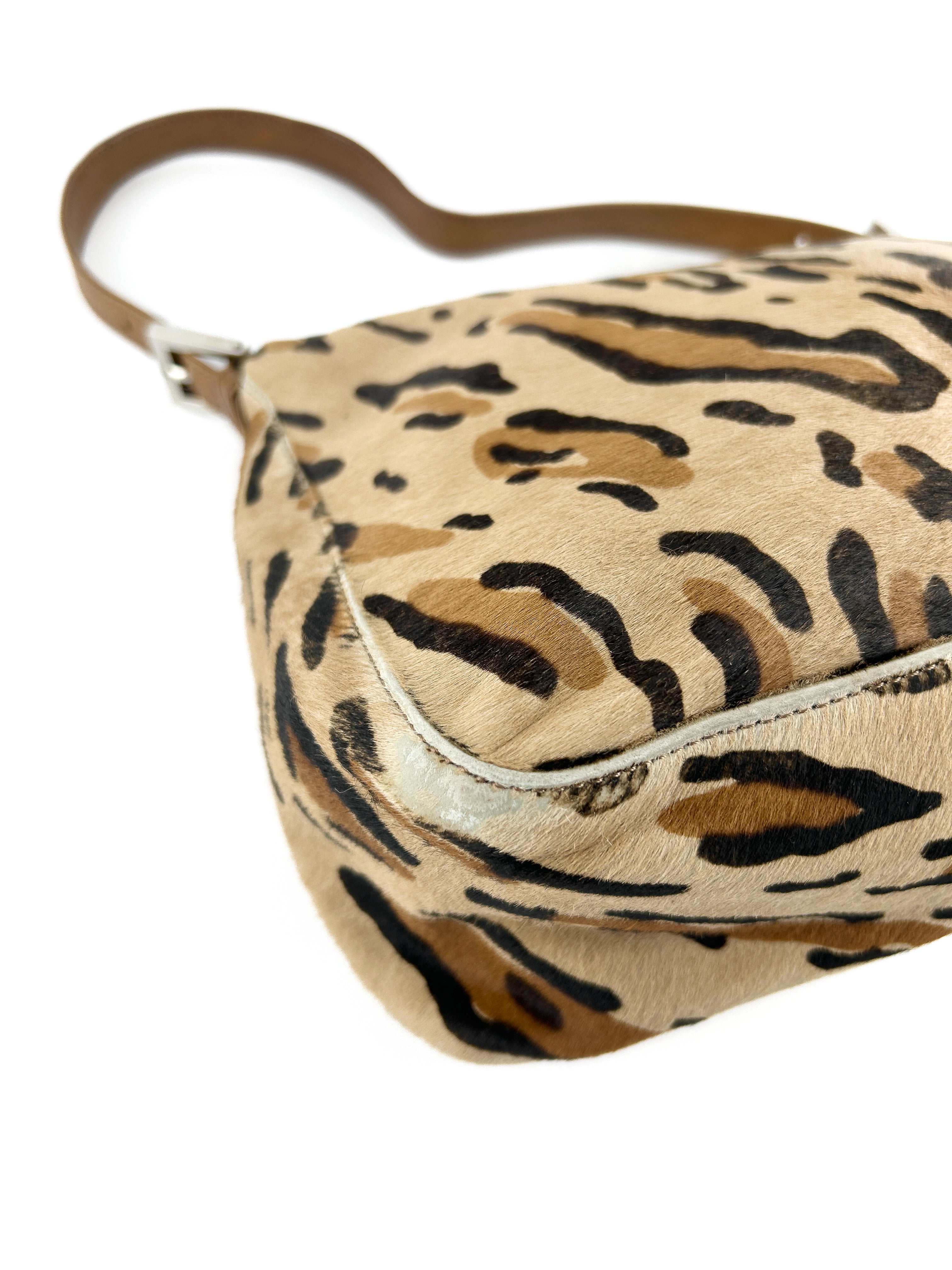Vintage Fendi Animal Print Calf Hair Mamma Baguette Shoulder Bag